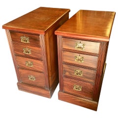 Antique Mahogany Bedside Cabinets, English, circa 1900