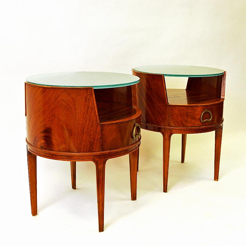 Swedish Mahogany Bedside or Sidetables by Axel Larsson for Bodafors, Sweden 1940s