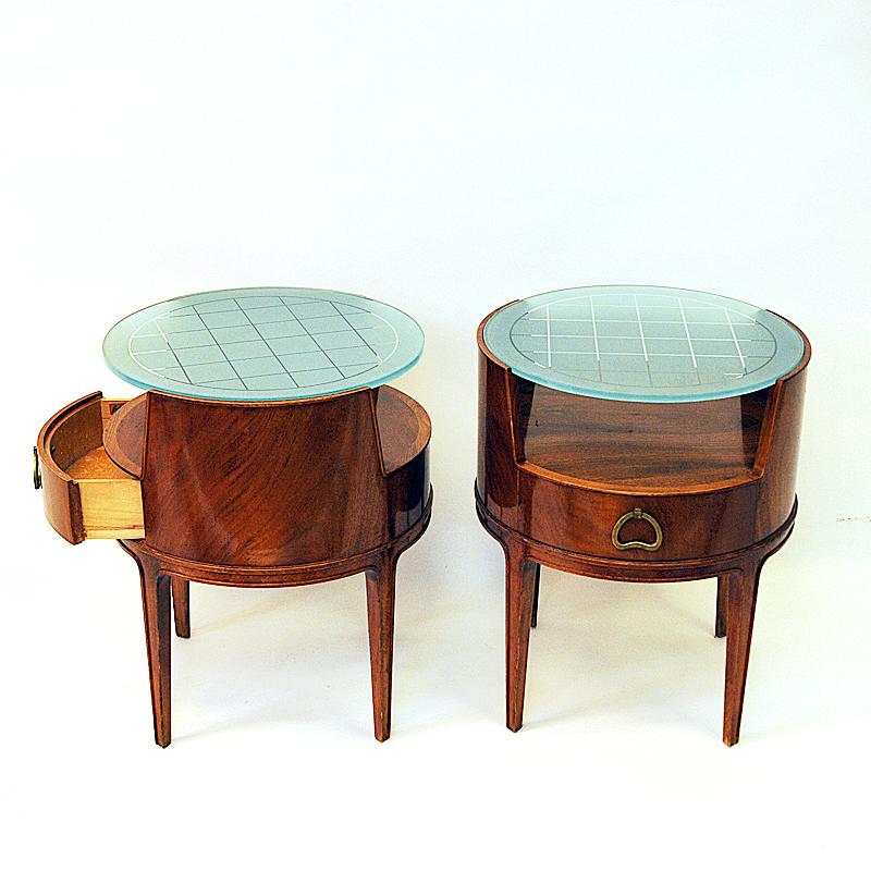 Mahogany Bedside or Sidetables by Axel Larsson for Bodafors, Sweden 1940s In Good Condition In Stockholm, SE