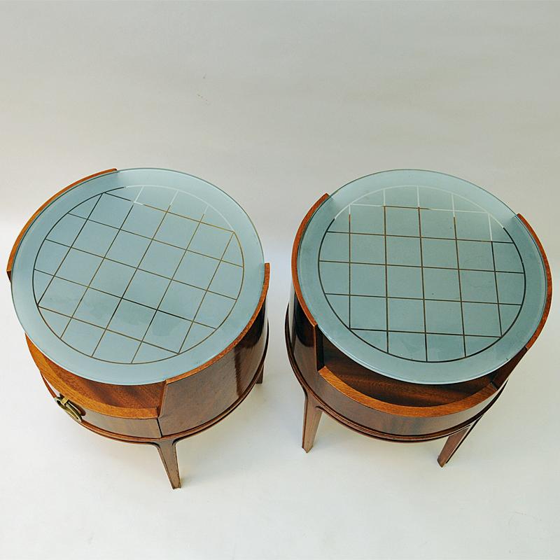 Mahogany Bedside or Sidetables by Axel Larsson for Bodafors, Sweden 1940s 1
