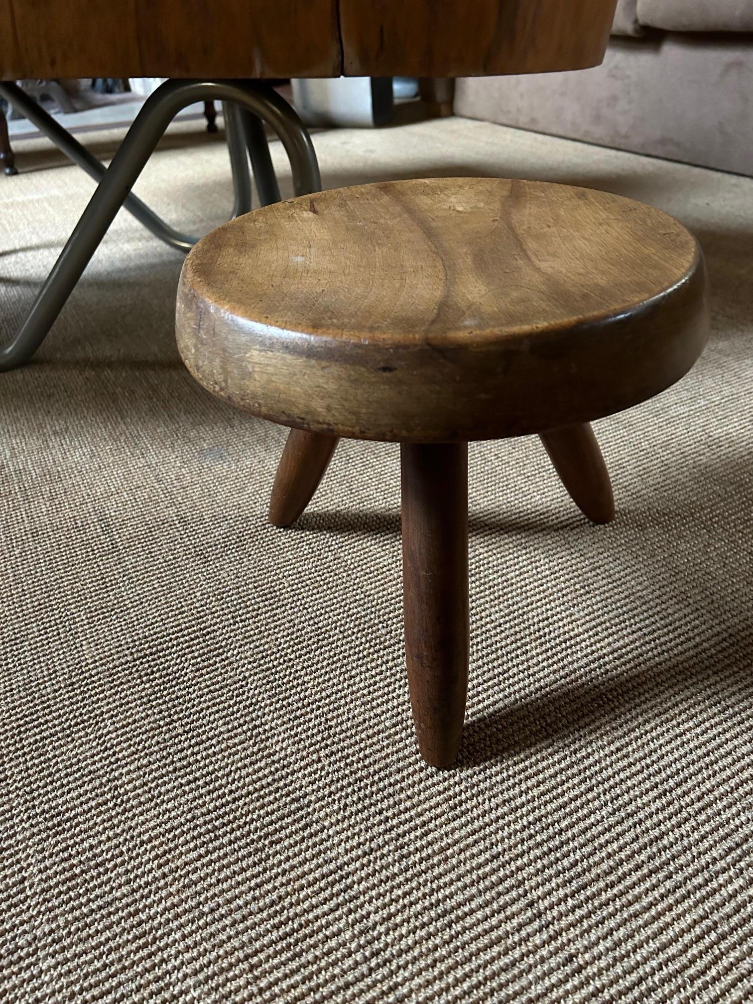 Mahogany Berger stool by Charlotte Perriand For Sale 4