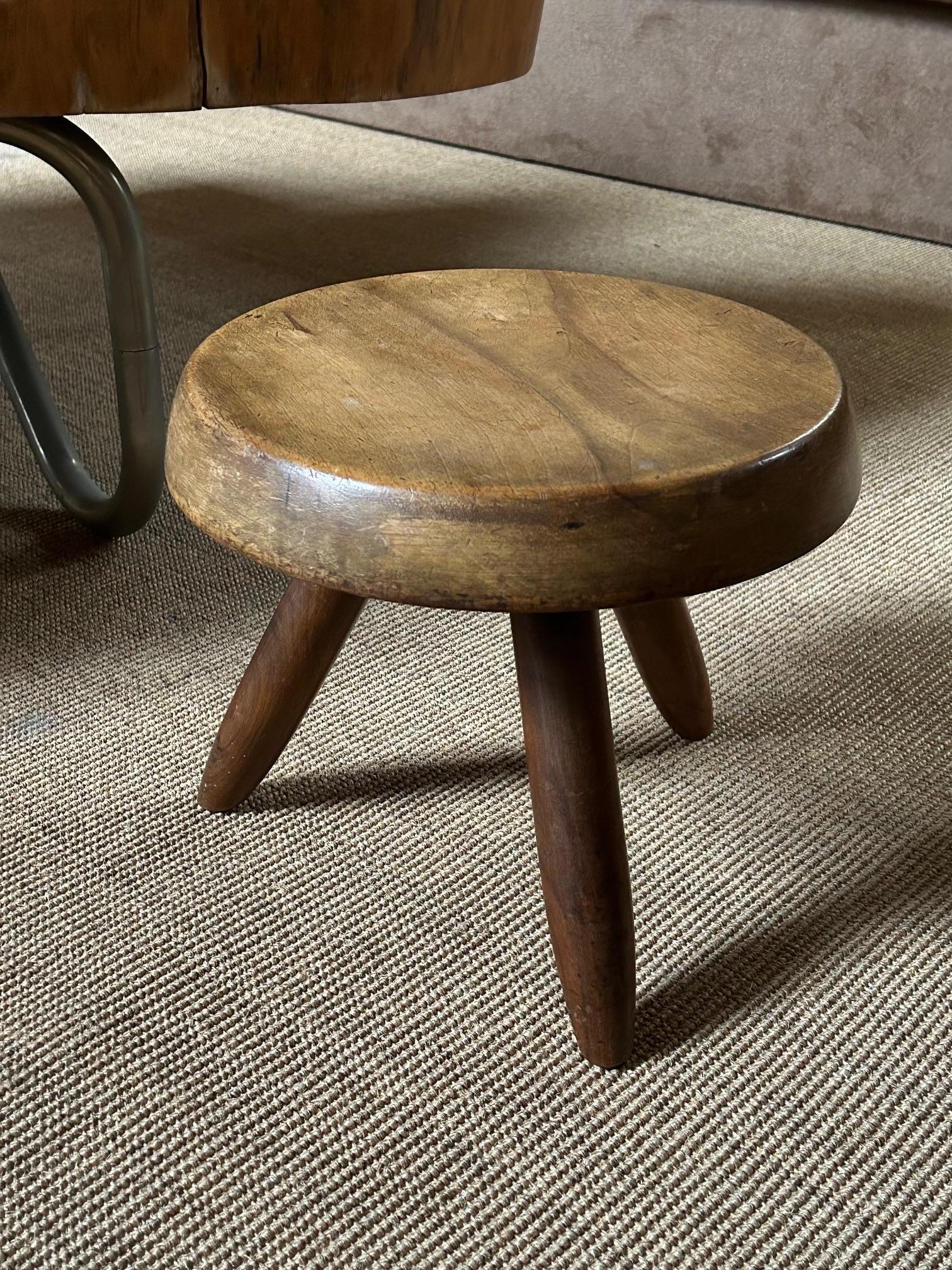 Mahogany Berger stool by Charlotte Perriand For Sale 1