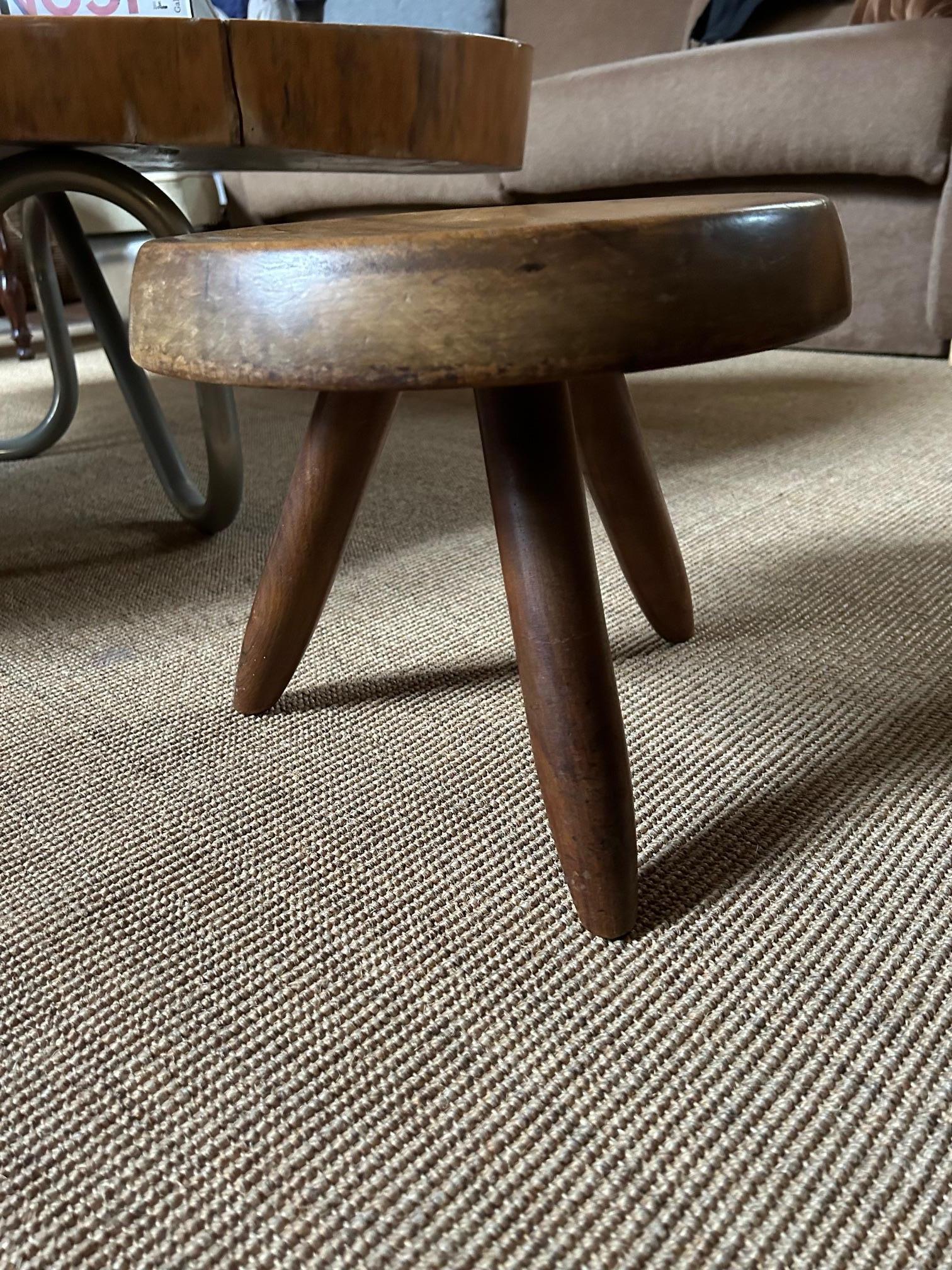 Mahogany Berger stool by Charlotte Perriand For Sale 2