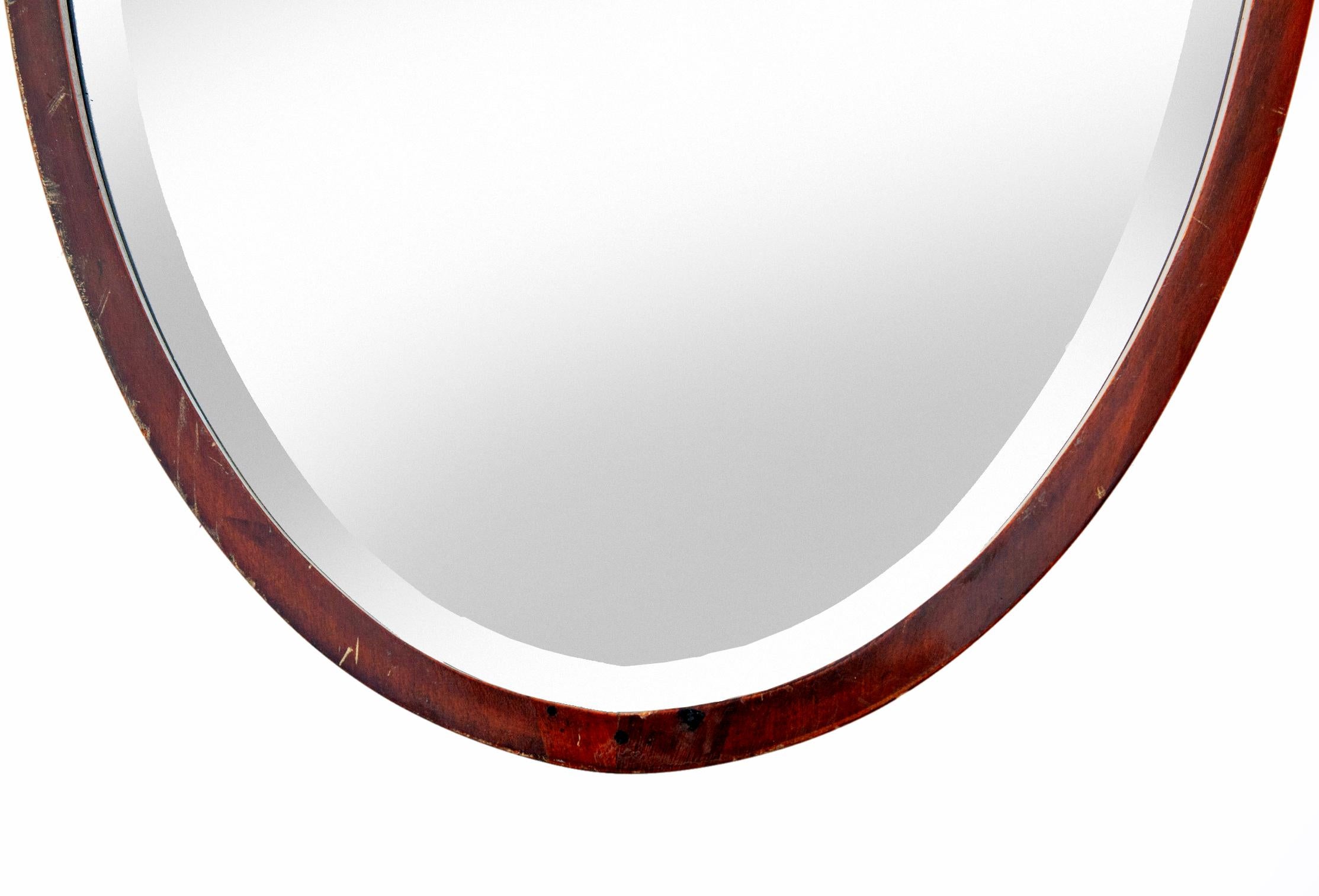 20th Century Mahogany Beveled Shield Mirror For Sale