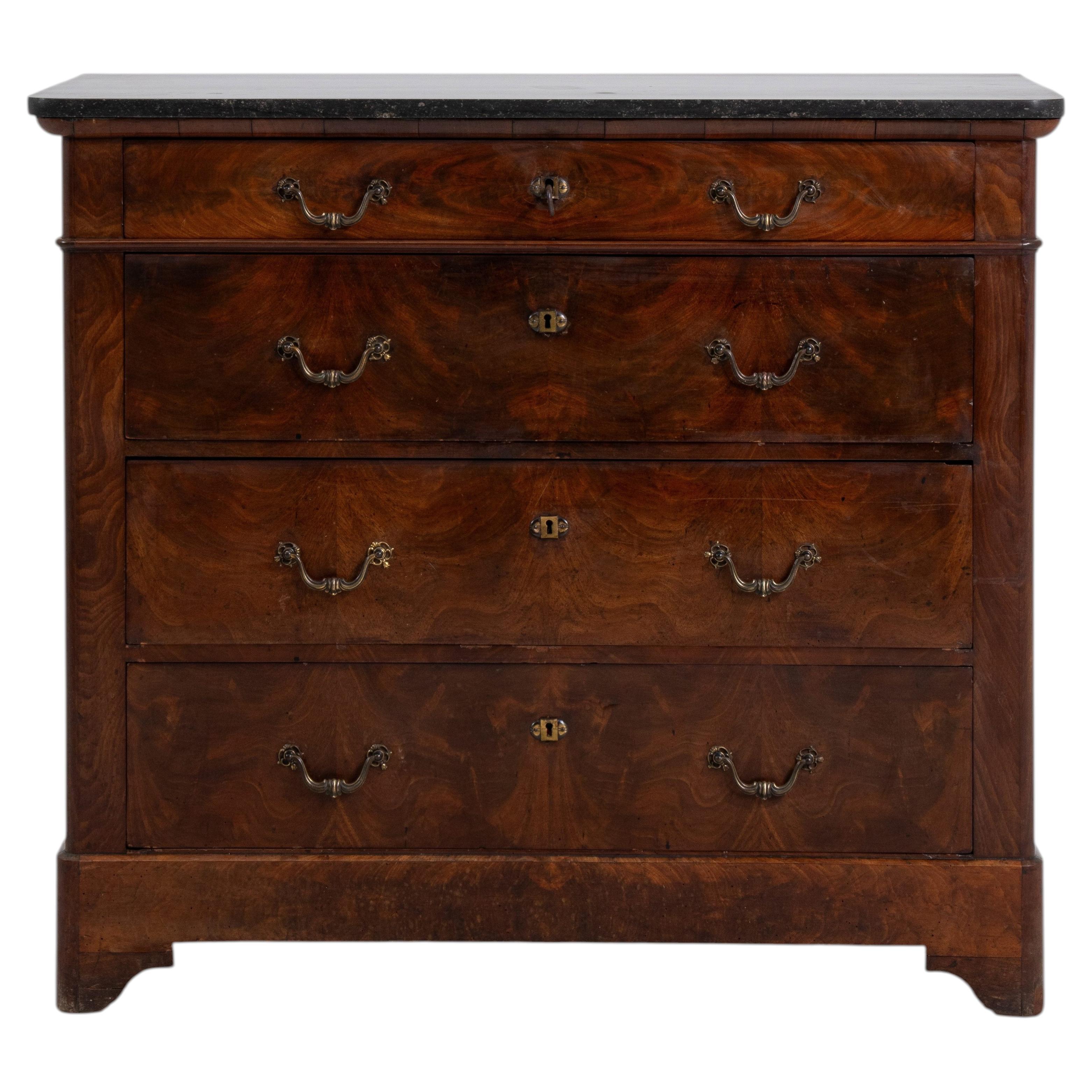 Biedermeier Mahogany Buffet with Marble Top, France, Circa 1860 For Sale
