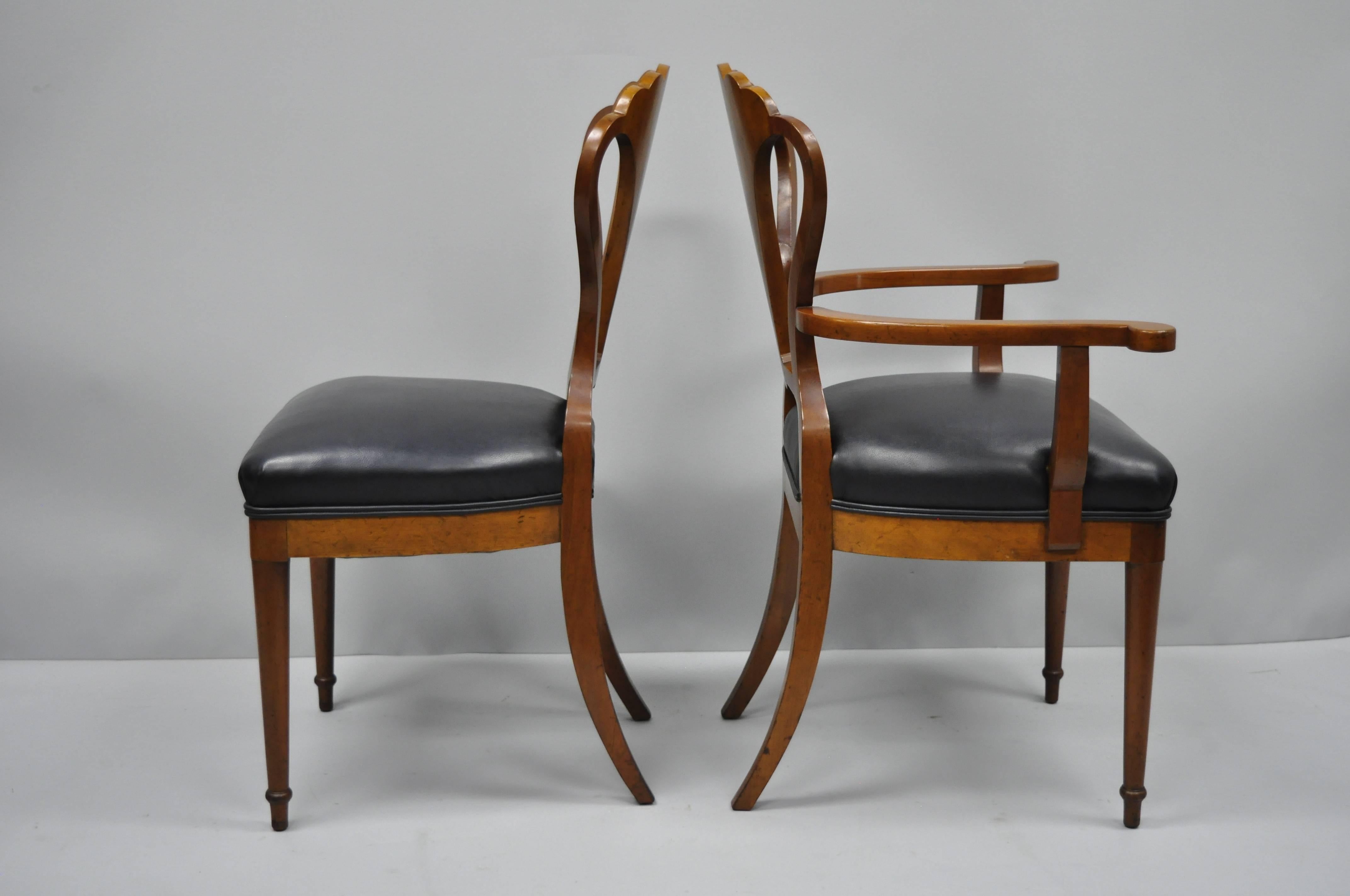 Mahogany Biedermeier Neoclassical Style Shell Fan Back Dining Chairs Set of Six In Good Condition In Philadelphia, PA