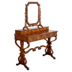 Antique Mahogany Biedermeier Vanity Dressing Table With Mirror, Sweden circa 1830-50