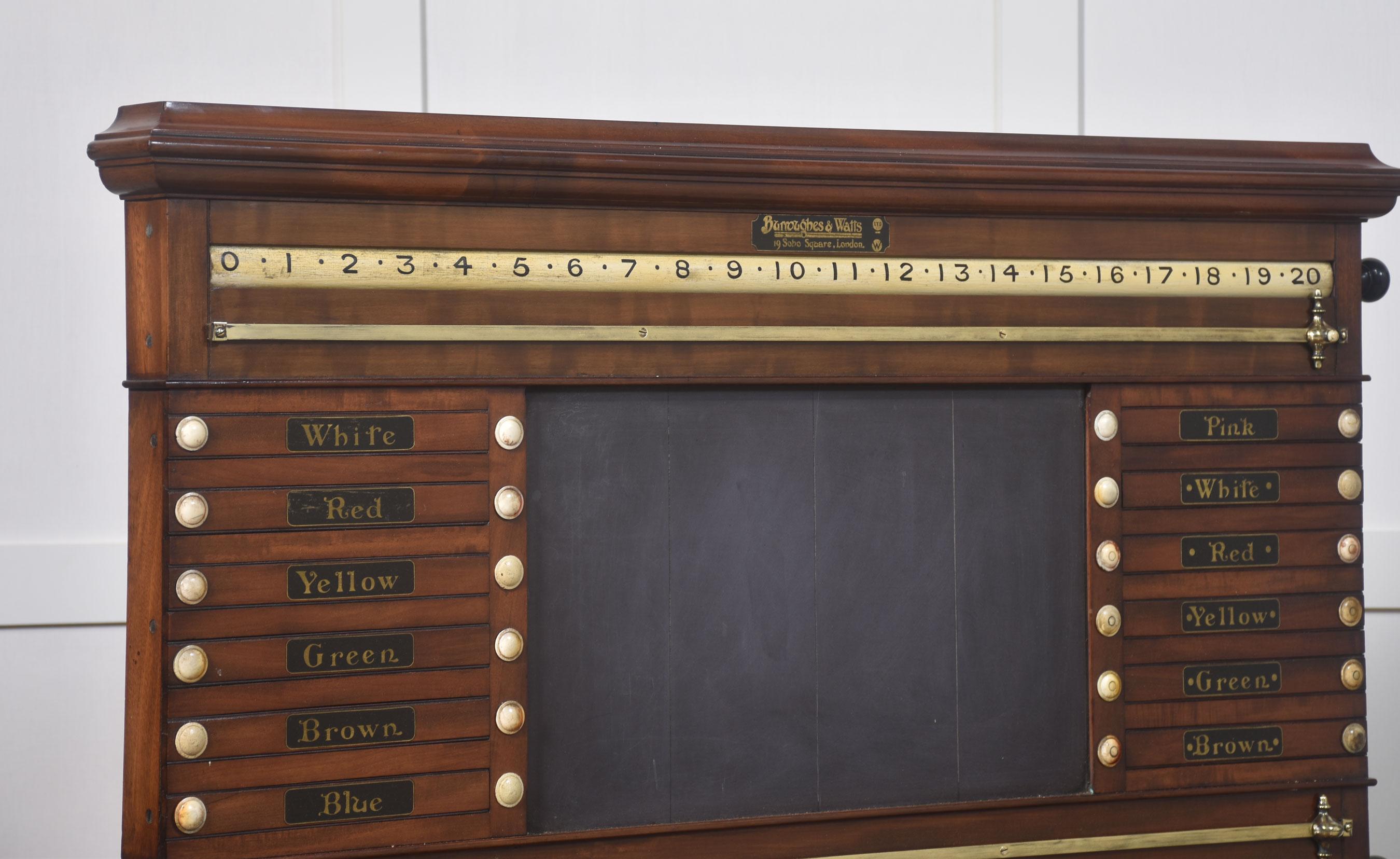 British Mahogany Billiard scoreboard For Sale