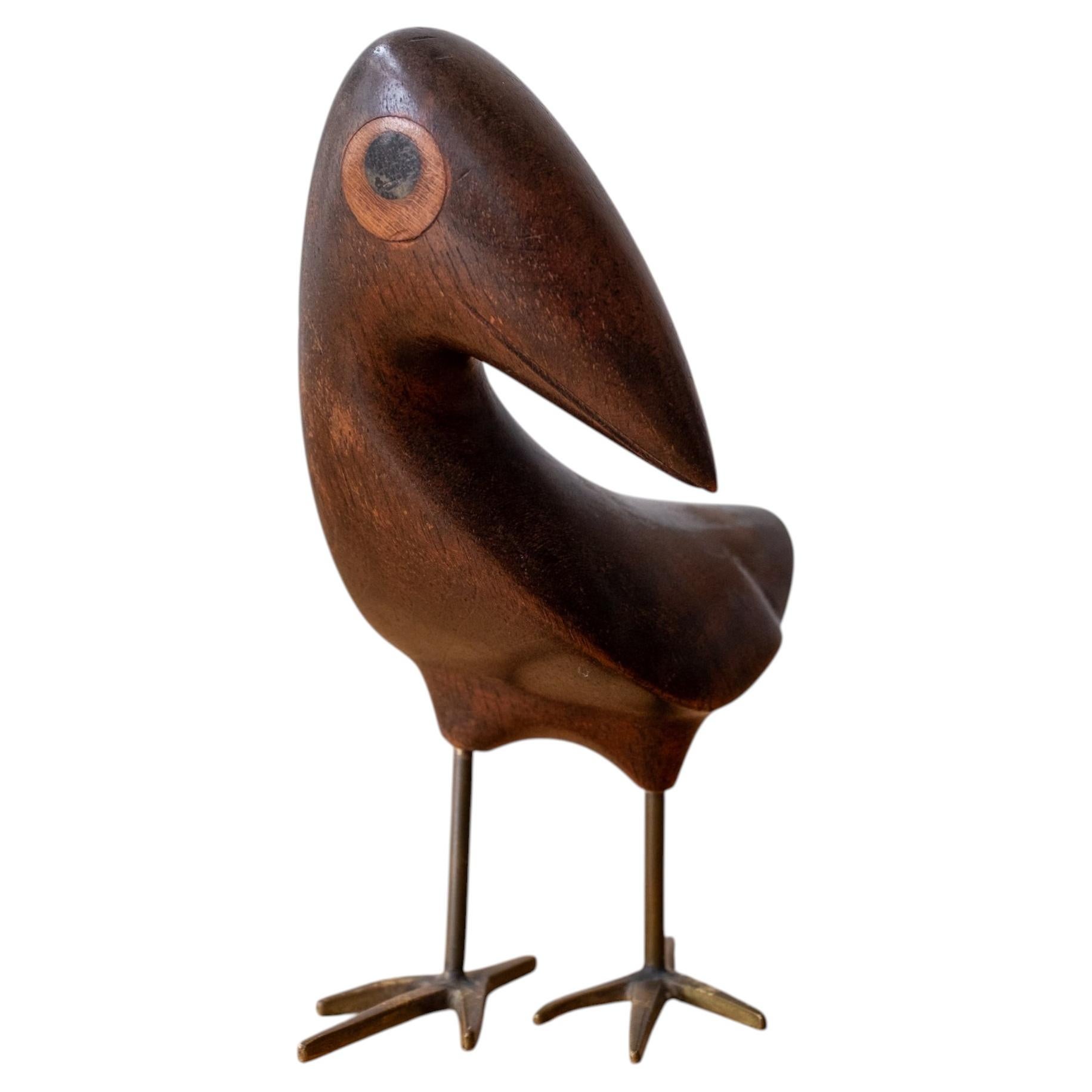 Mahogany Bird Sculpture by Karl Hagenauer for Werkstätte Hagenauer Wien