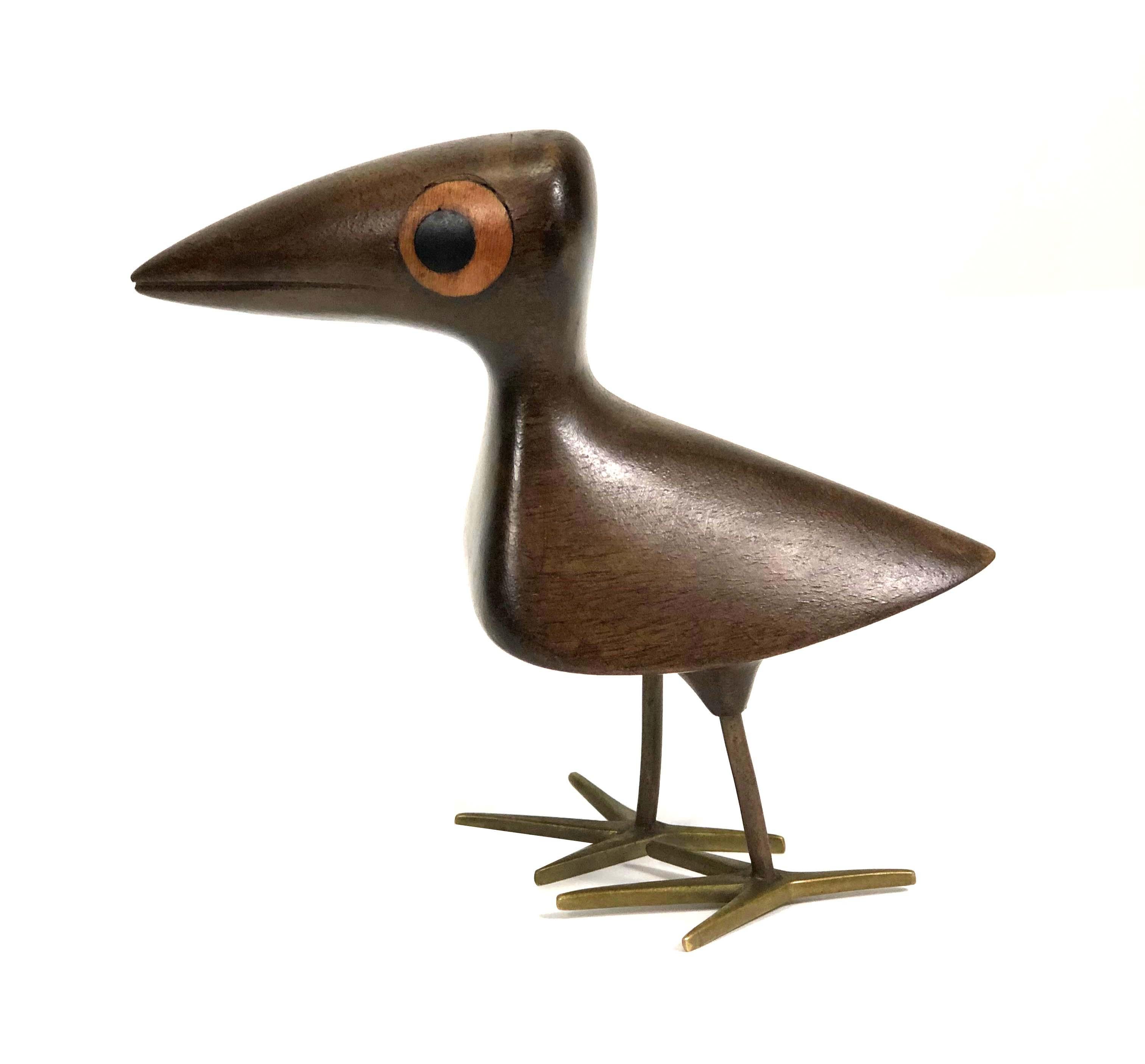 A rare inlaid mahogany and bronze bird sculpture by Karl Hagenauer for Werkstätte Hagenauer Wien.

