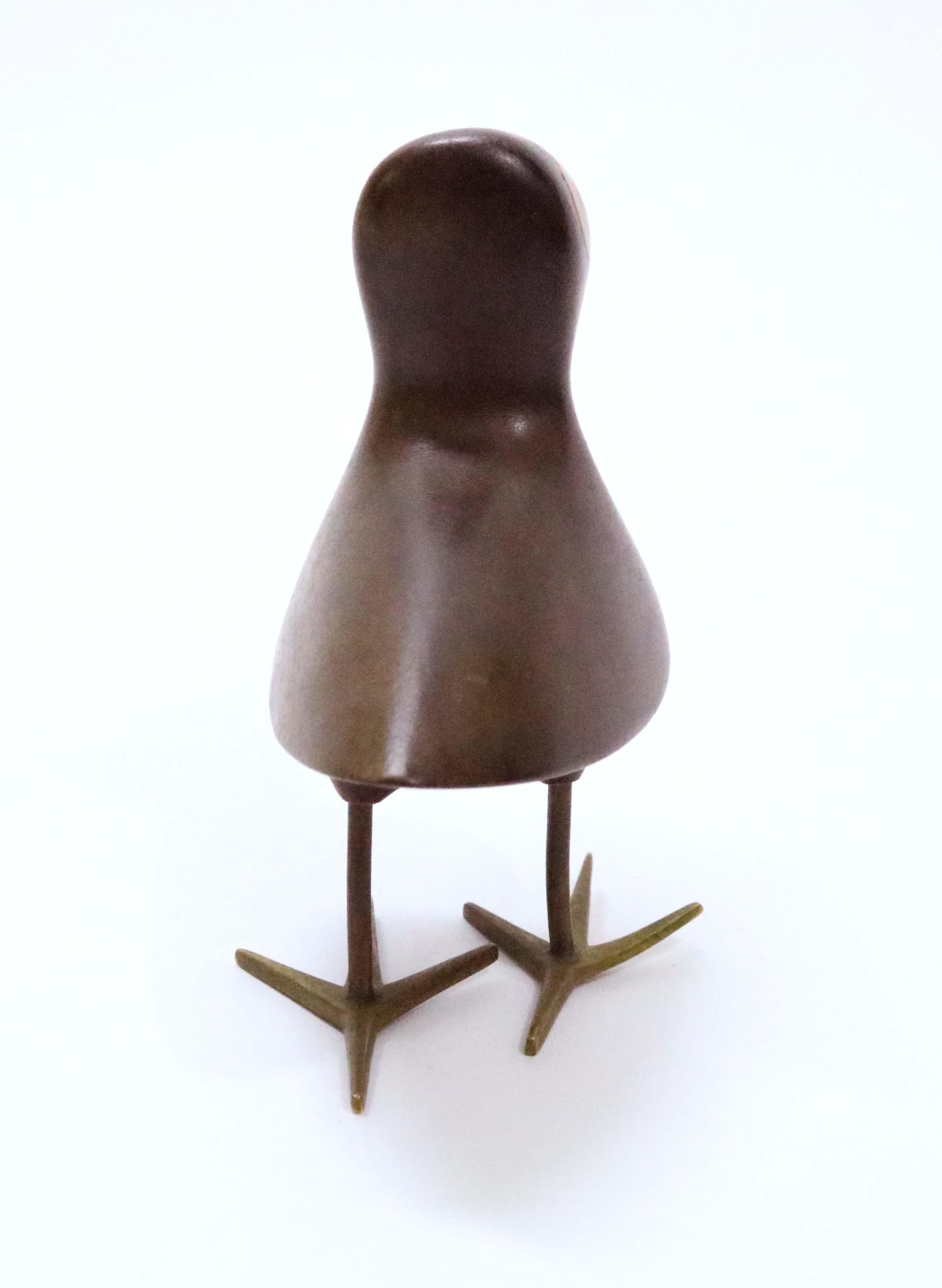 Mid-Century Modern Mahogany Bird with Bronze Inlay by Karl Hagenauer for Werkstätte Hagenauer Wien