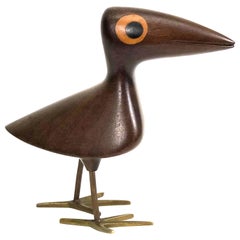 Mahogany Bird with Bronze Inlay by Karl Hagenauer for Werkstätte Hagenauer Wien