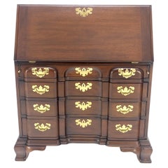Mahogany Block Front Drop Desk Secretary Bracket Foot 4 Drawers Dresser MINT!