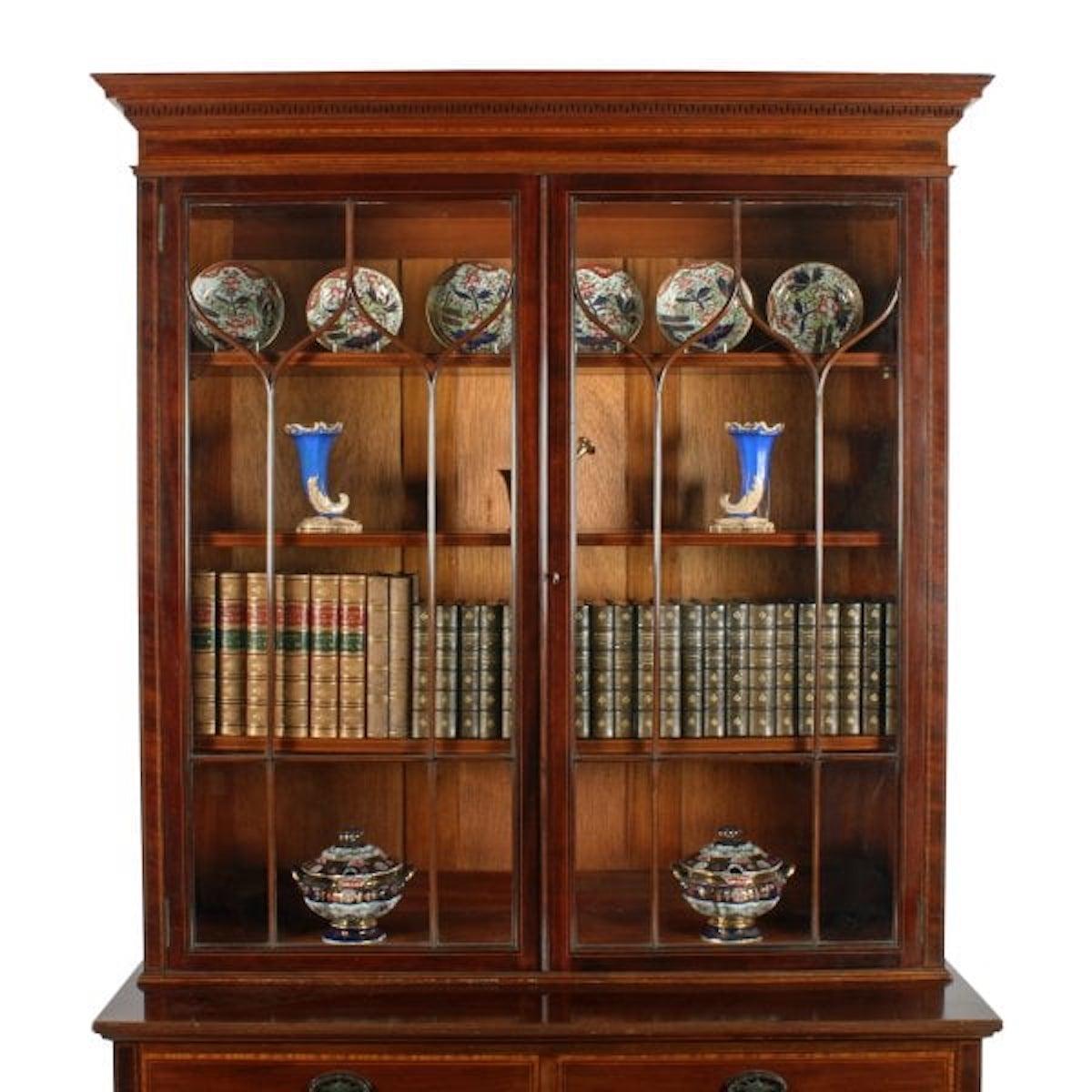 English Mahogany Bookcase by Waring & Gillows, 20th Century For Sale