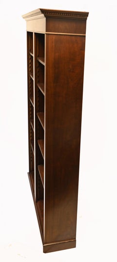 Mahogany Bookcase - Double English Sheraton Inlay Open Front