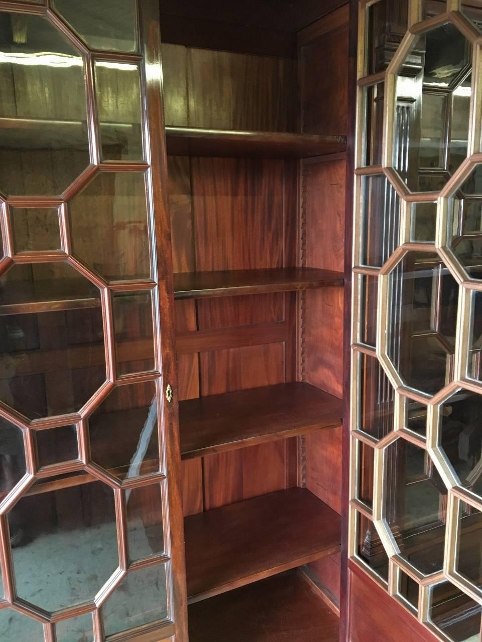 Hand-Crafted Mahogany 4 Door Library Bookcase   C 1870