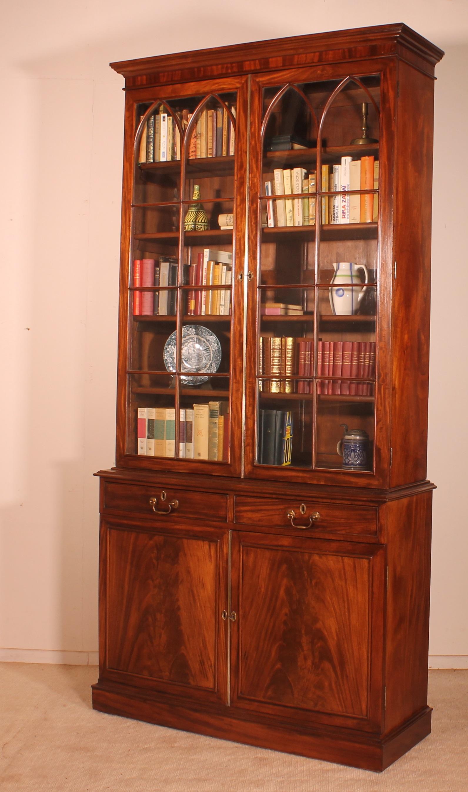 English Mahogany Bookcase Regency Period-19th Century
