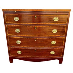 Mahogany Bow Front 4 Drawers Bachelor Chest Dresser Pull Out Tray Brass Hardware