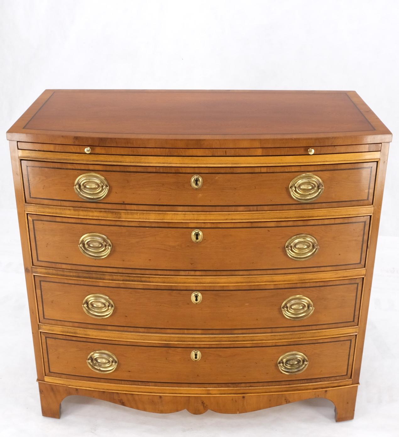 Mahogany Bow Front 4 Drawers Pull Out Tray Brass Hardware Bachelor Chest Dresser 6