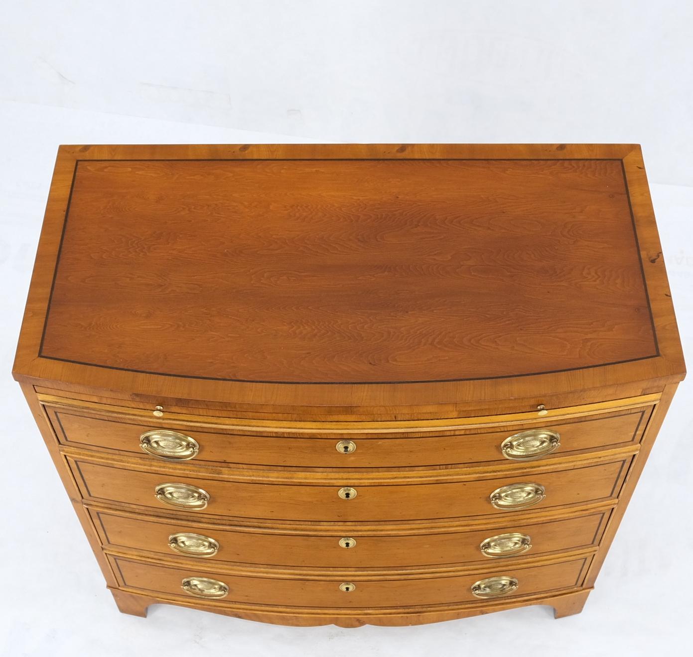 Mahogany Bow Front 4 Drawers Pull Out Tray Brass Hardware Bachelor Chest Dresser 8