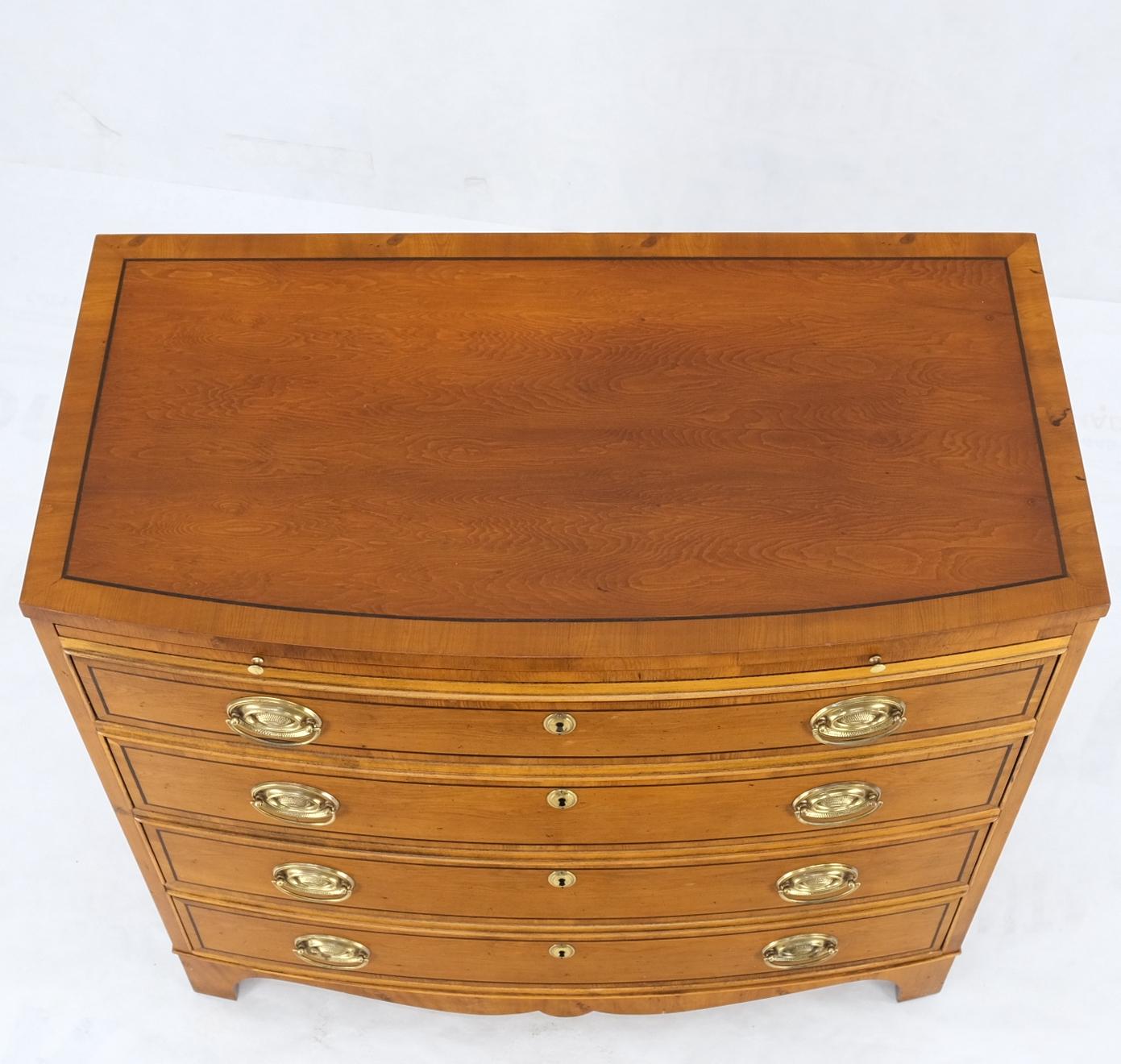 Mahogany Bow Front 4 Drawers Pull Out Tray Brass Hardware Bachelor Chest Dresser 7