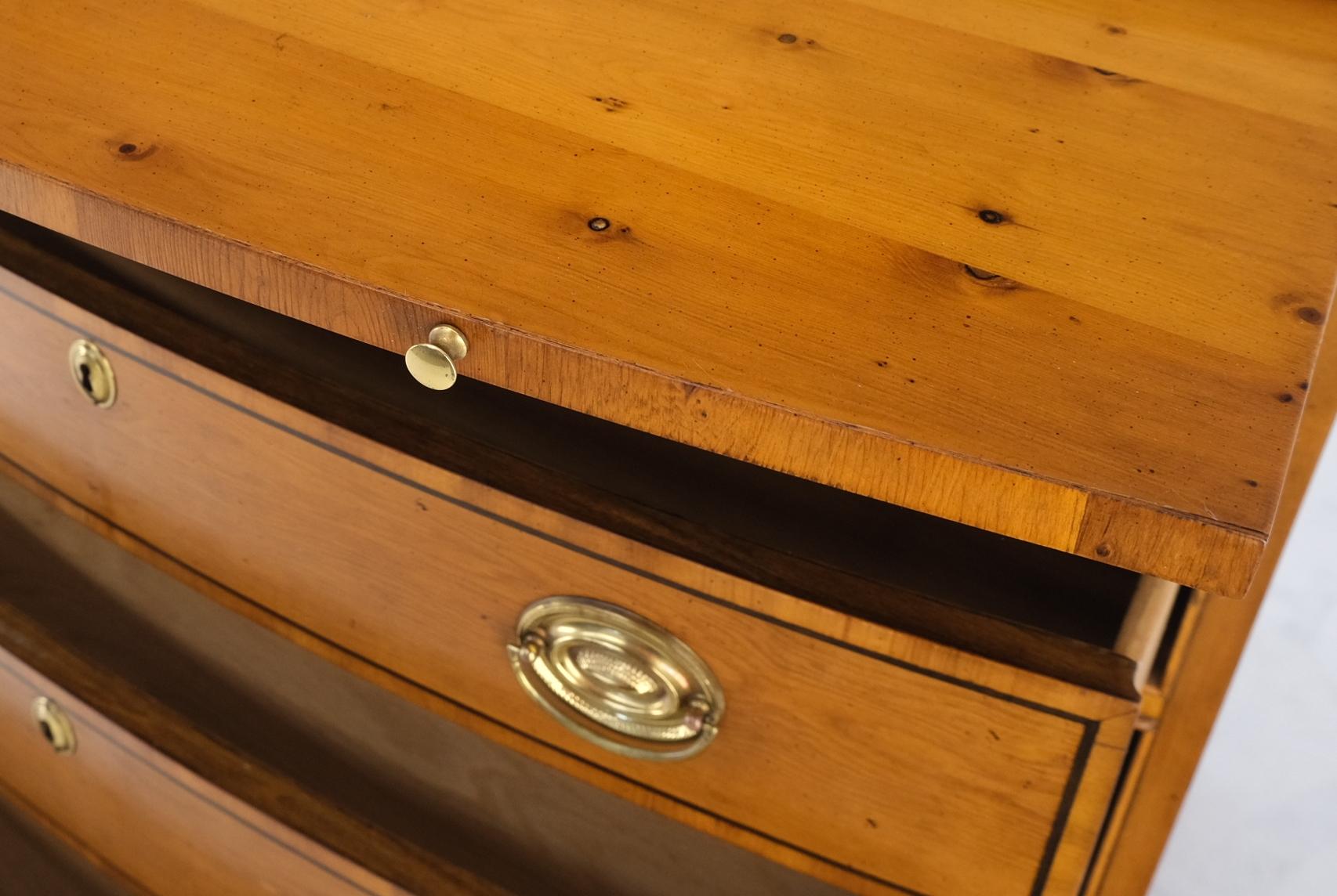 Federal Mahogany Bow Front 4 Drawers Pull Out Tray Brass Hardware Bachelor Chest Dresser