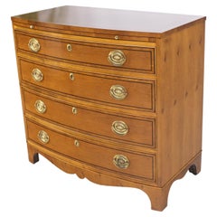 Mahogany Bow Front 4 Drawers Pull Out Tray Brass Hardware Bachelor Chest Dresser