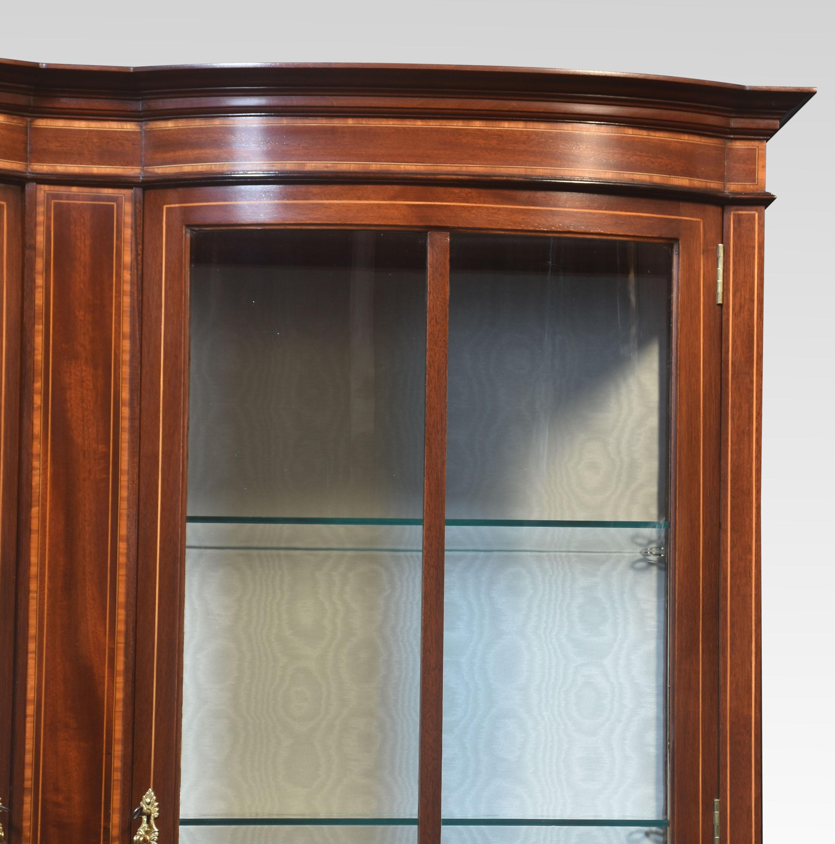 British Mahogany Bow Front Display Cabinet For Sale