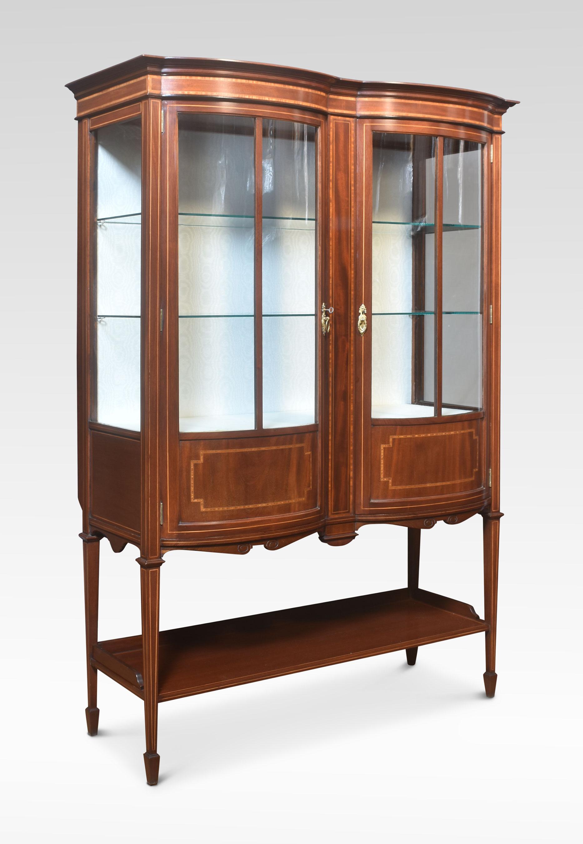 20th Century Mahogany Bow Front Display Cabinet For Sale