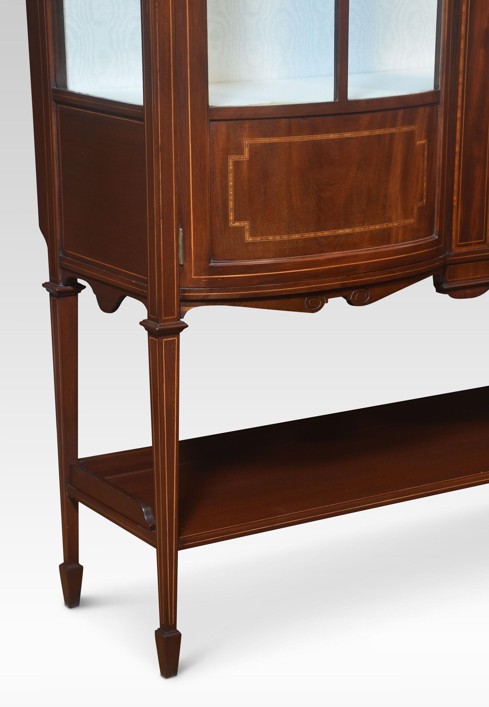 Upholstery Mahogany Bow Front Display Cabinet For Sale