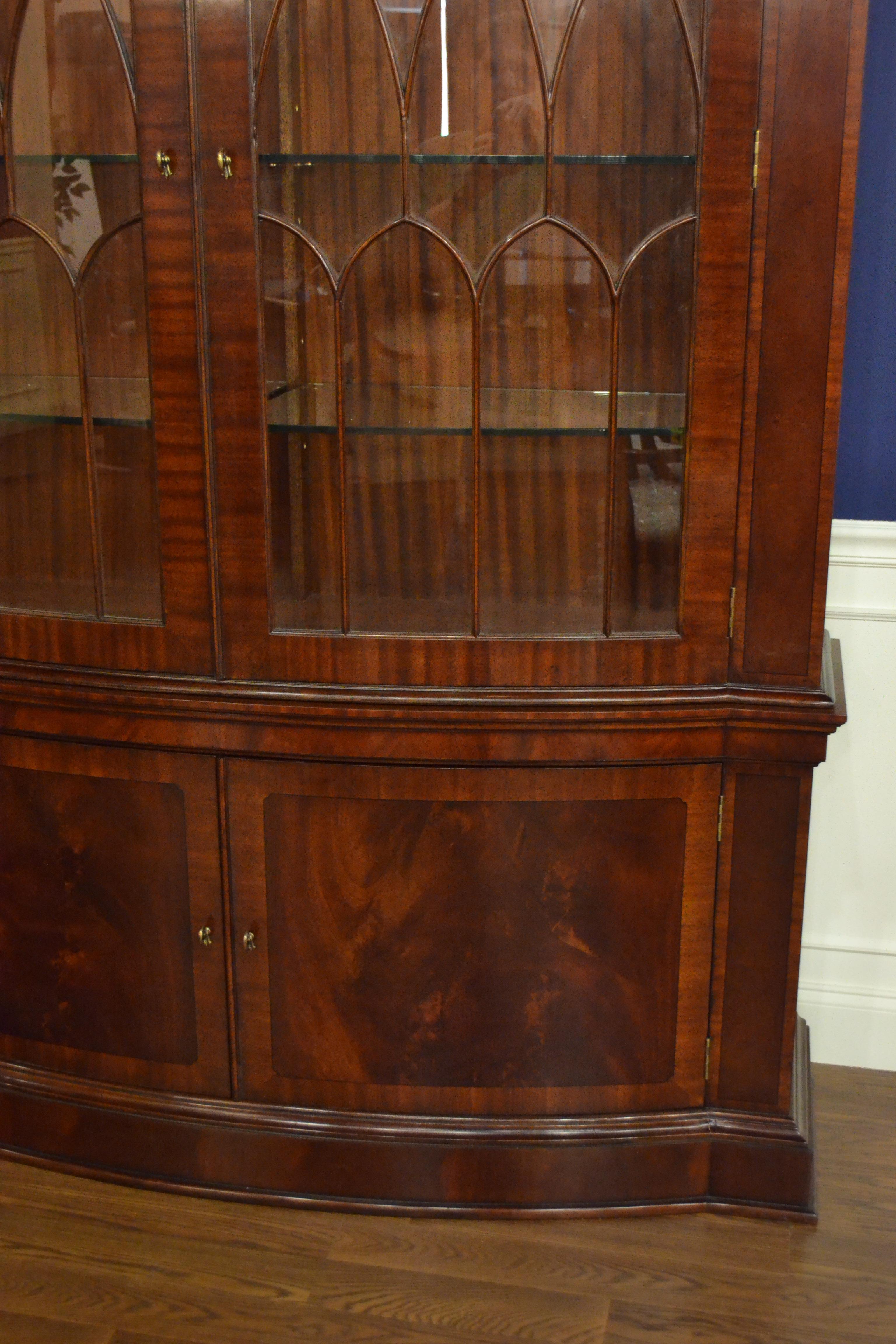 Mahogany Bow Front Display China Cabinet by Leighton Hall In New Condition For Sale In Suwanee, GA