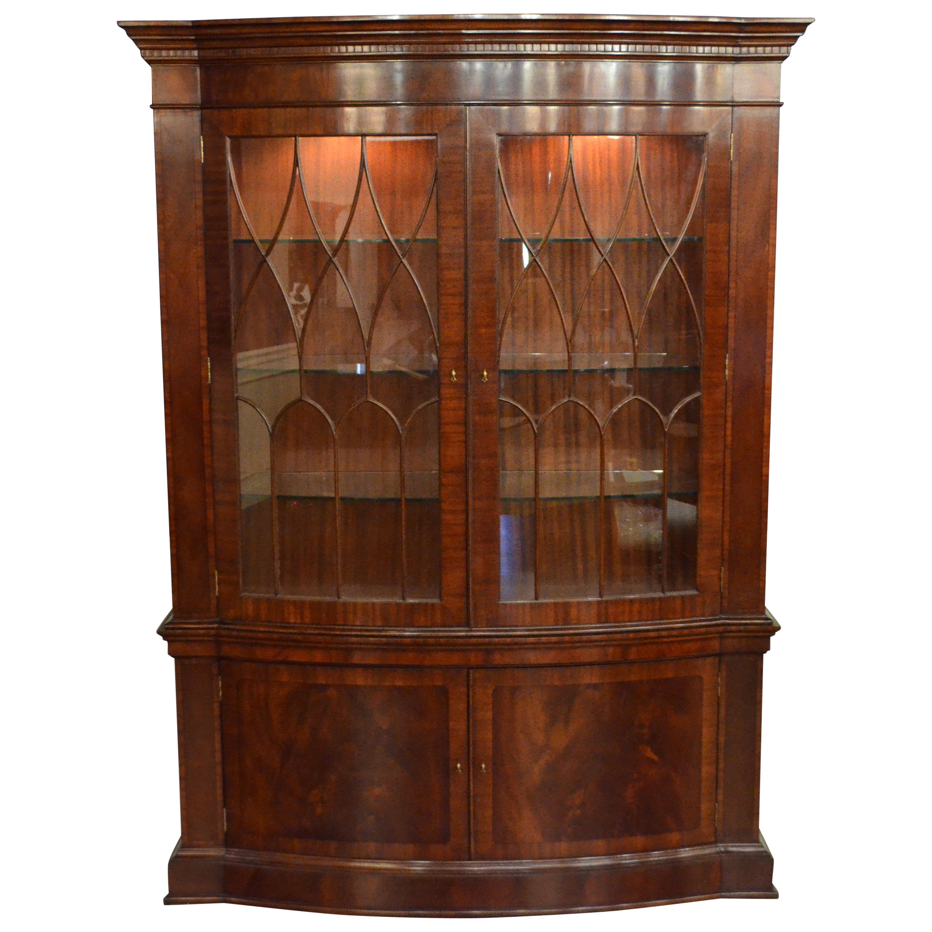 Mahogany Bow Front Display China Cabinet by Leighton Hall For Sale