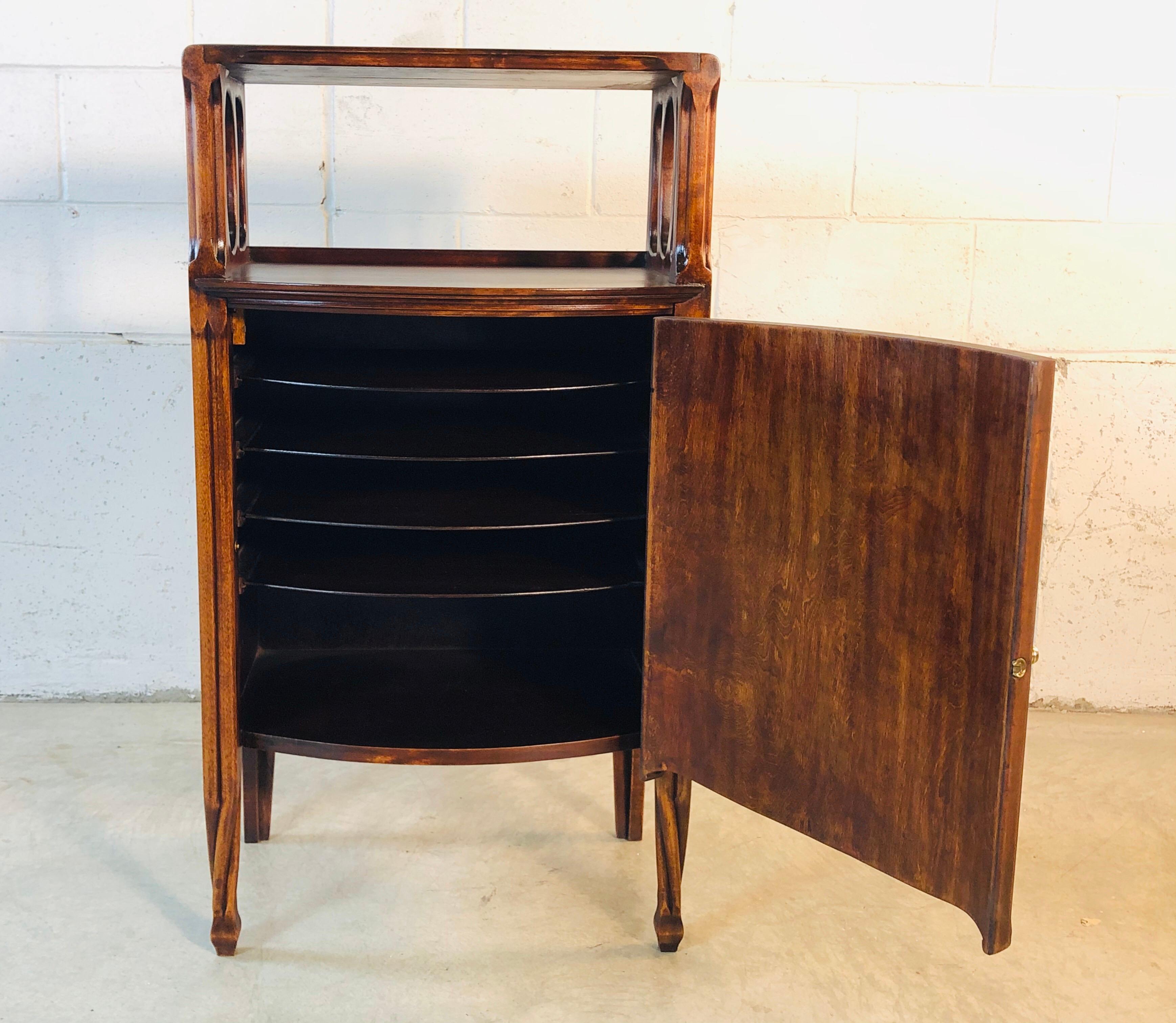 Art Nouveau Mahogany Bow Front Storage Cabinet For Sale