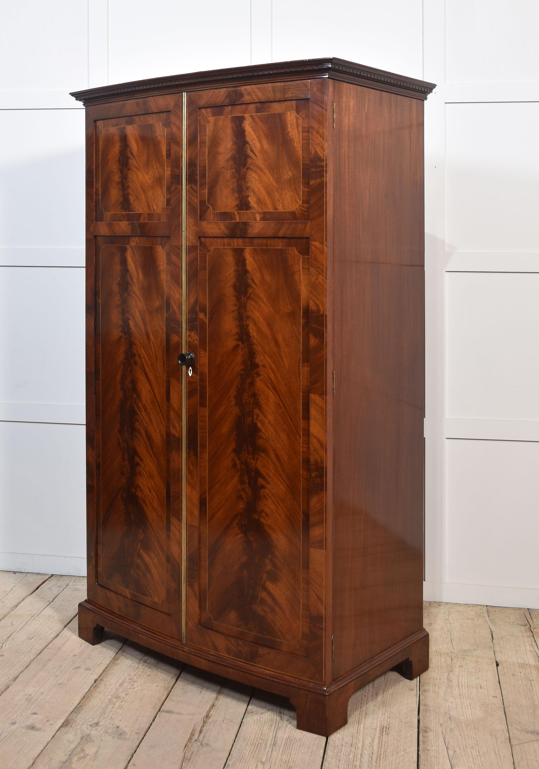 Mahogany bow fronted two door wardrobe 4