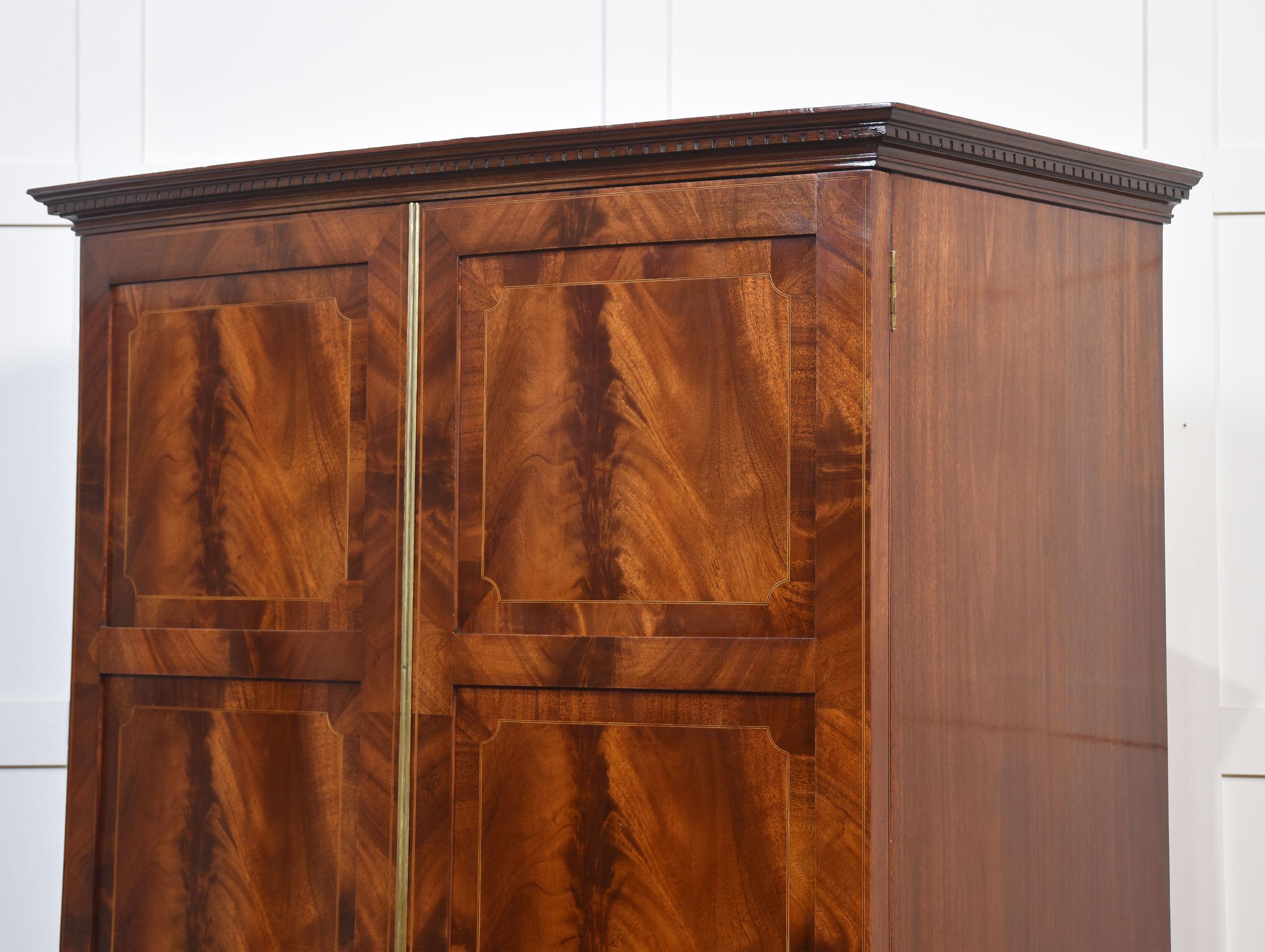 Mahogany bow fronted two door wardrobe 6