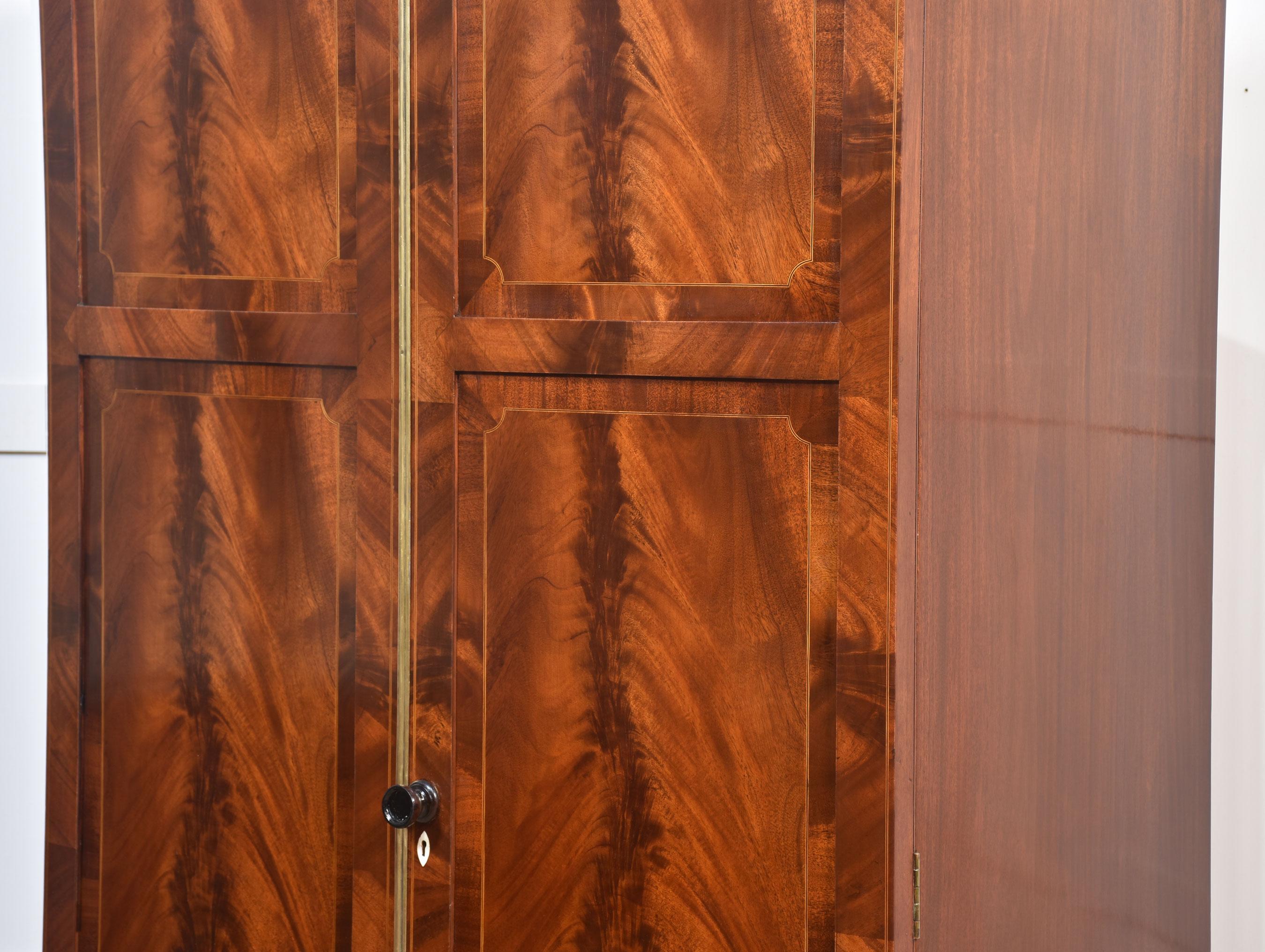 Mahogany bow fronted two door wardrobe 7