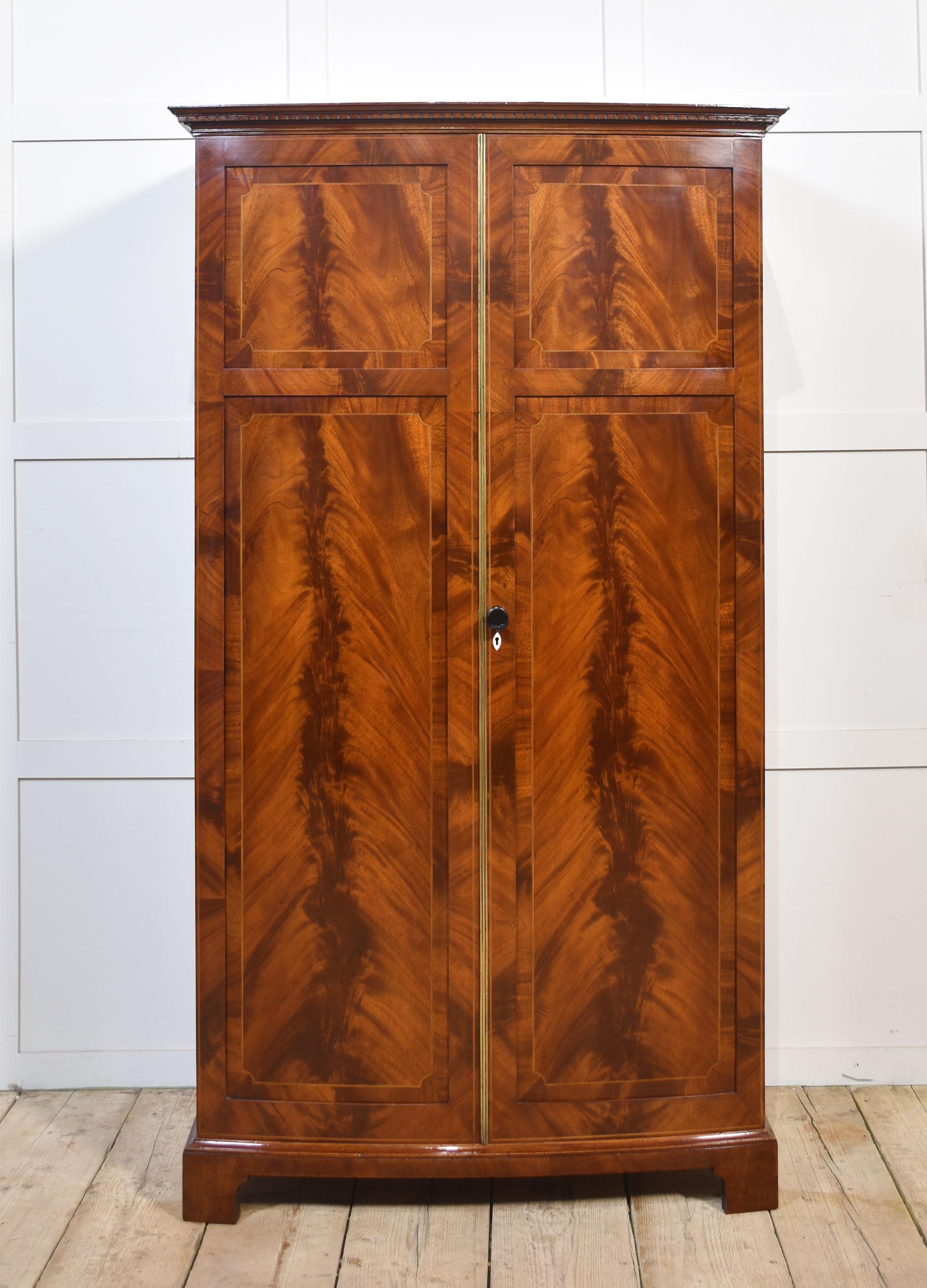 Mahogany bow fronted two door wardrobe 8