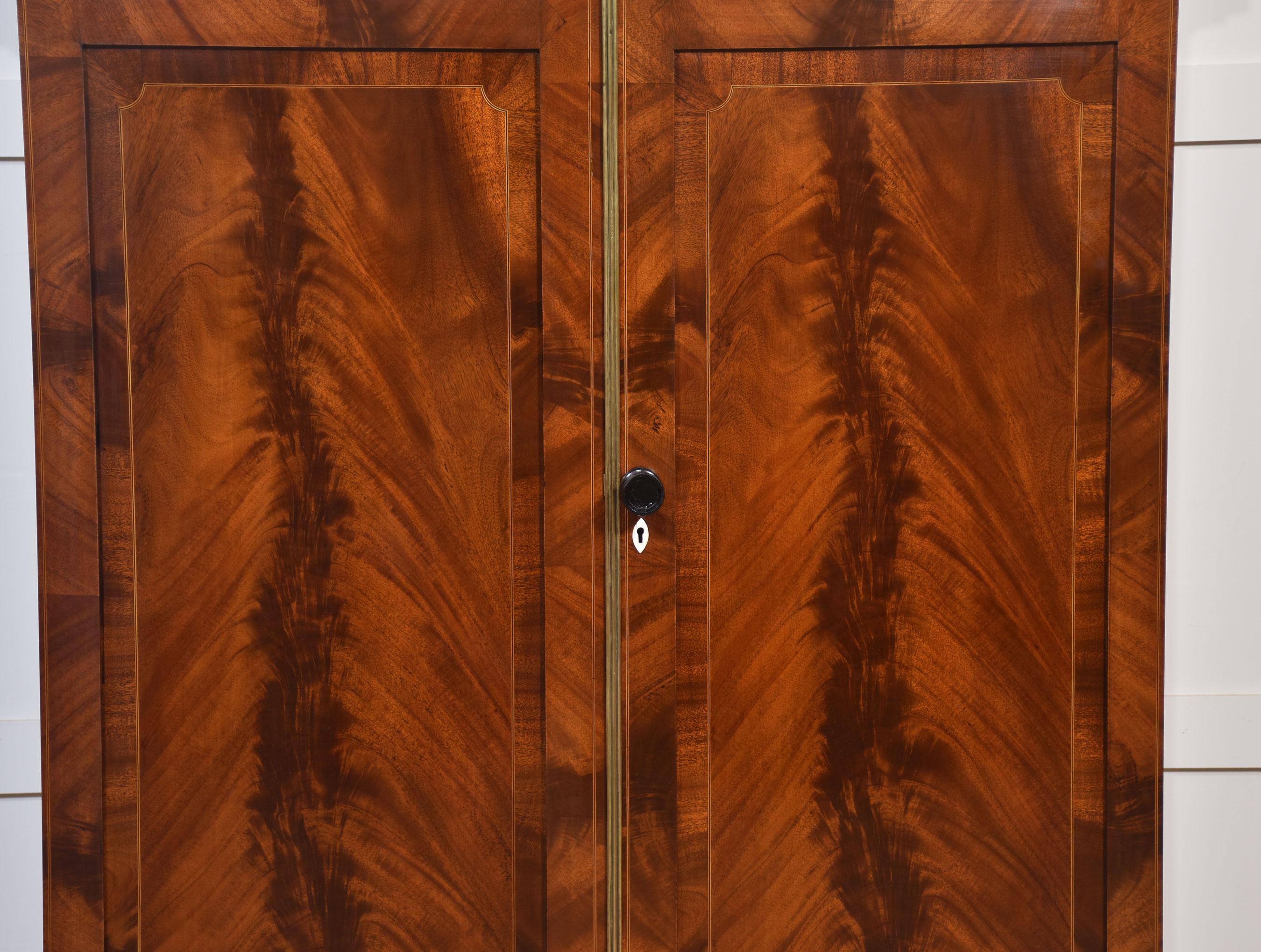 Mahogany bow fronted two door wardrobe 9