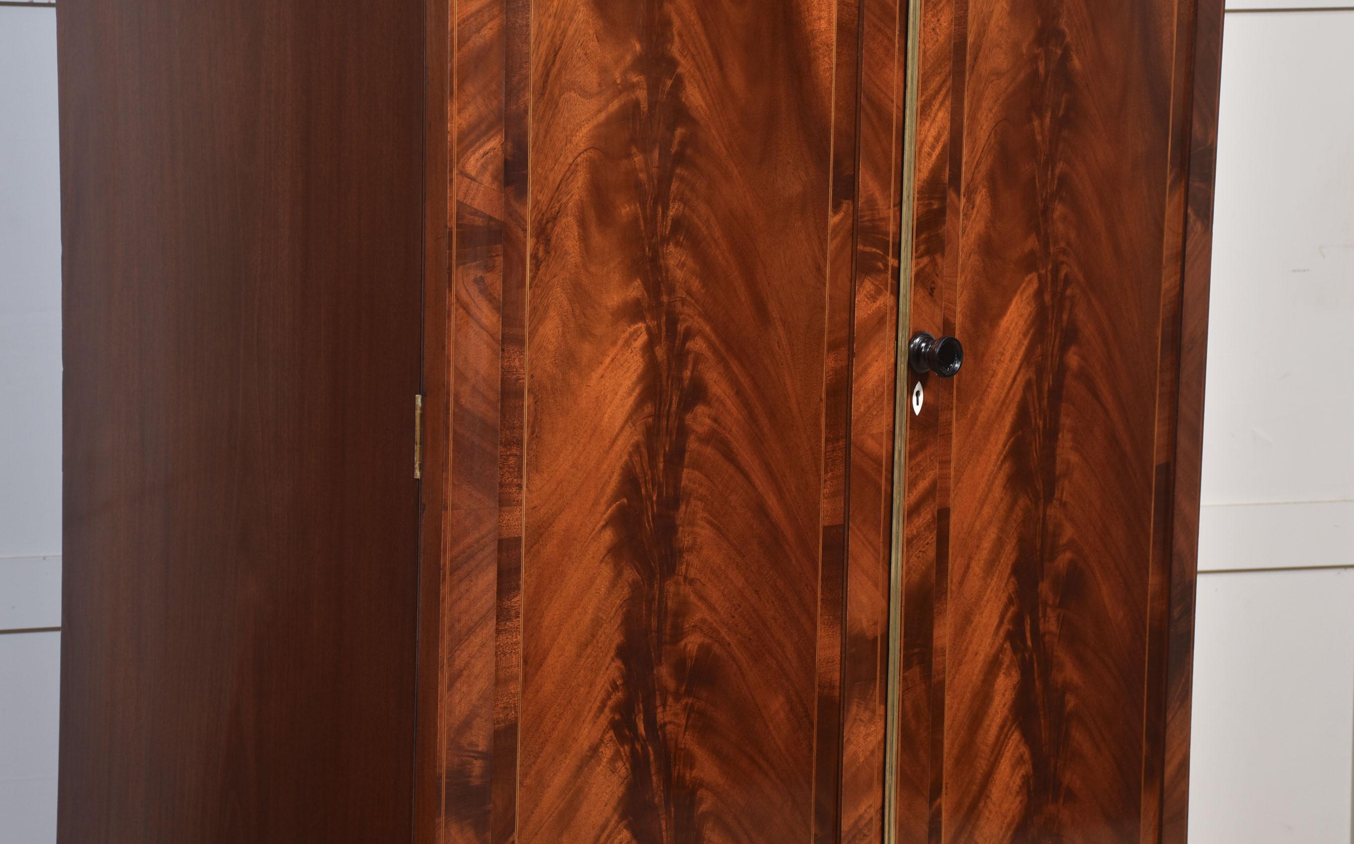 Mahogany bow fronted two door wardrobe 3