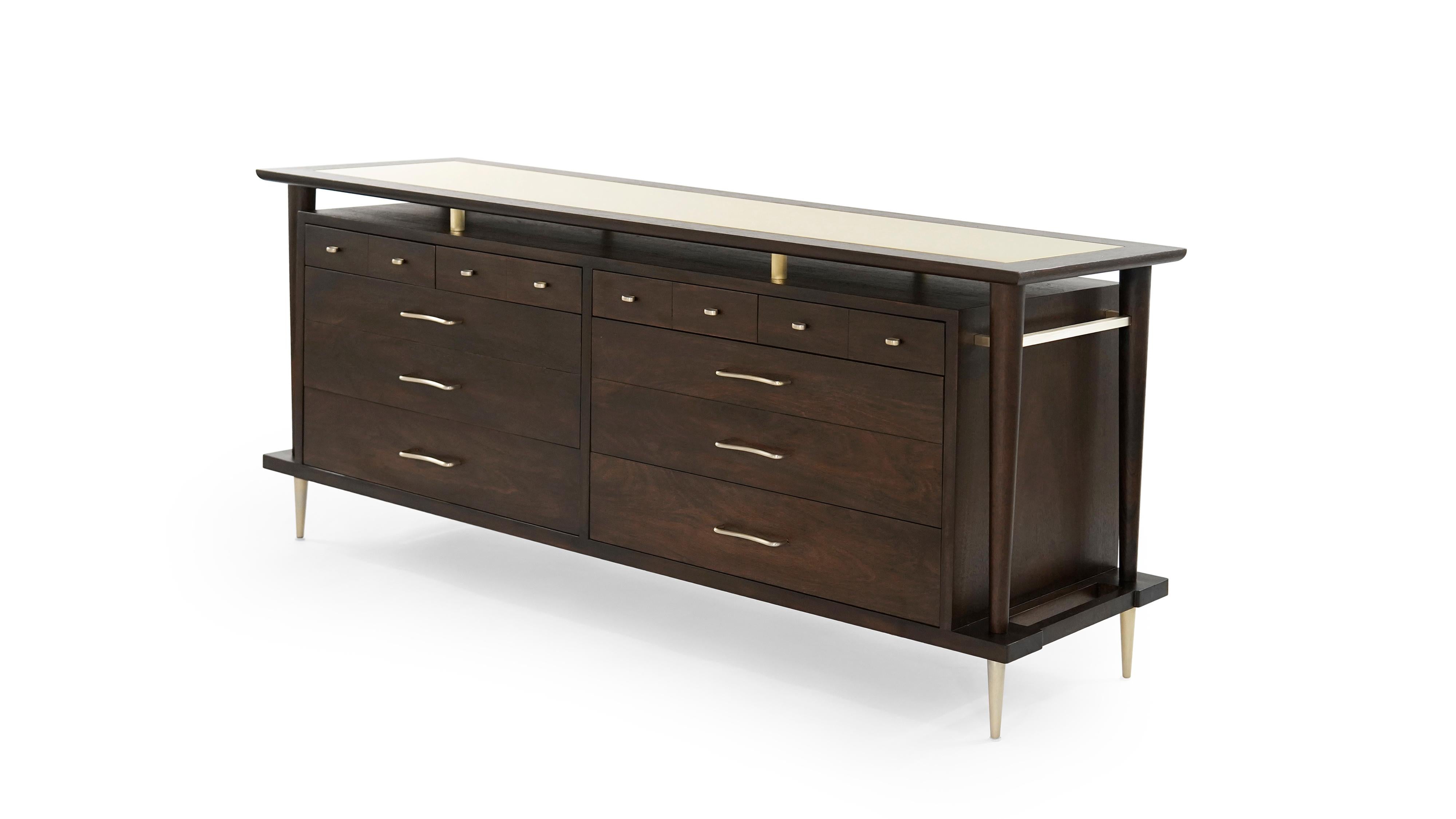 Mahogany Brass Accented Sideboard, Italy, 1950s In Excellent Condition In Westport, CT