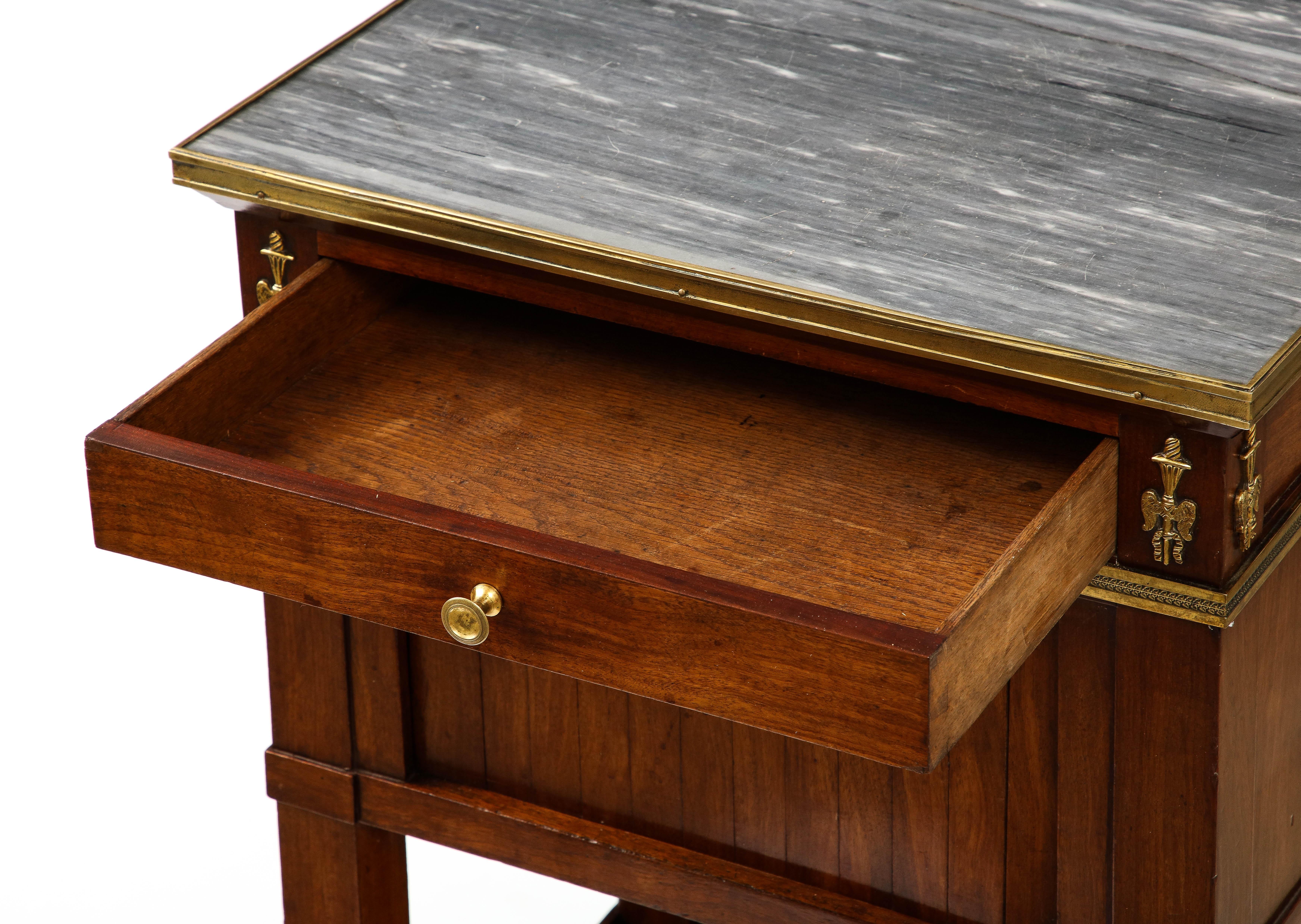 Mahogany, Brass, and Marble Nightstand, Italy, 19th C. For Sale 4