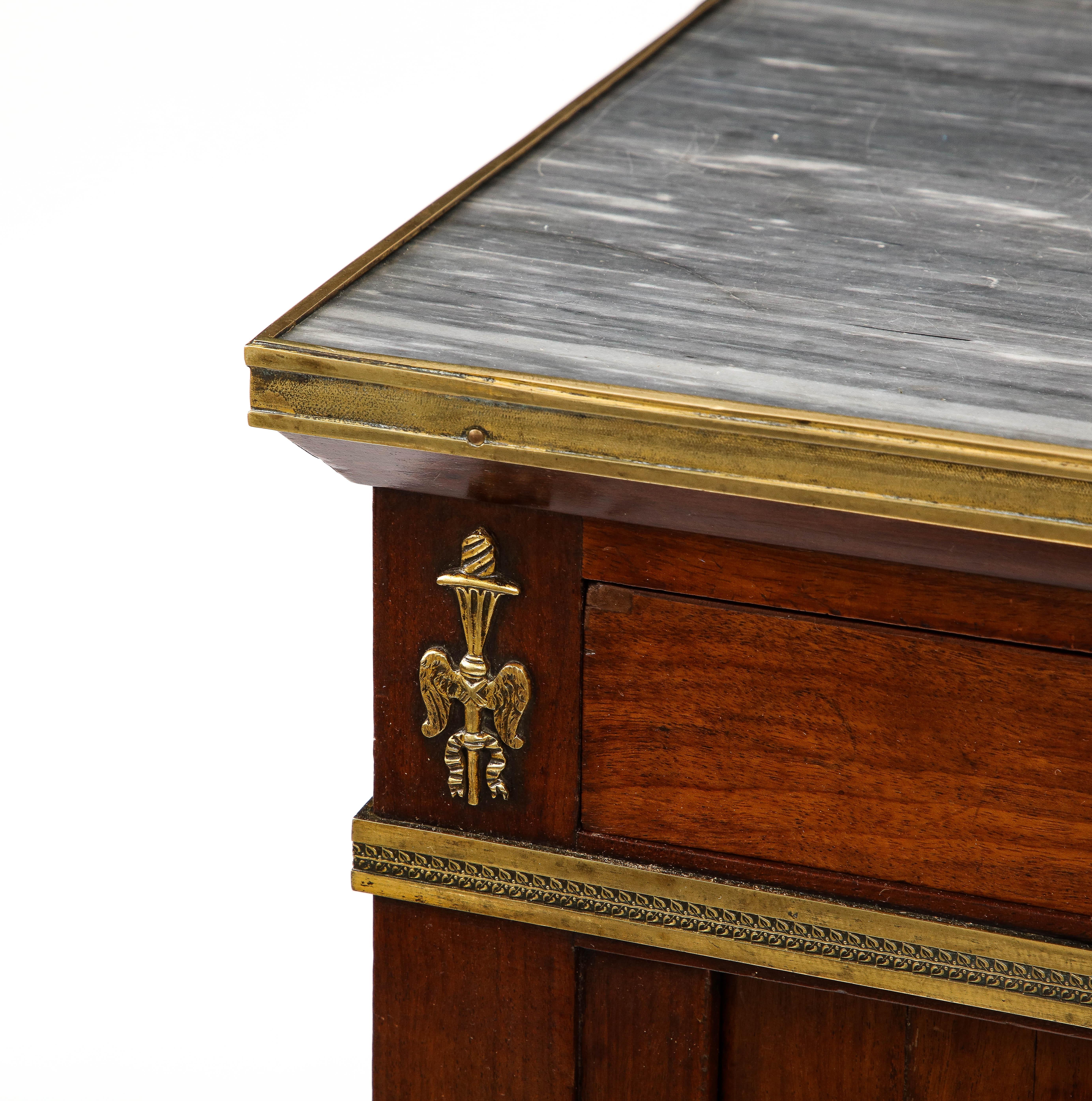 Mahogany, Brass, and Marble Nightstand, Italy, 19th C. For Sale 6