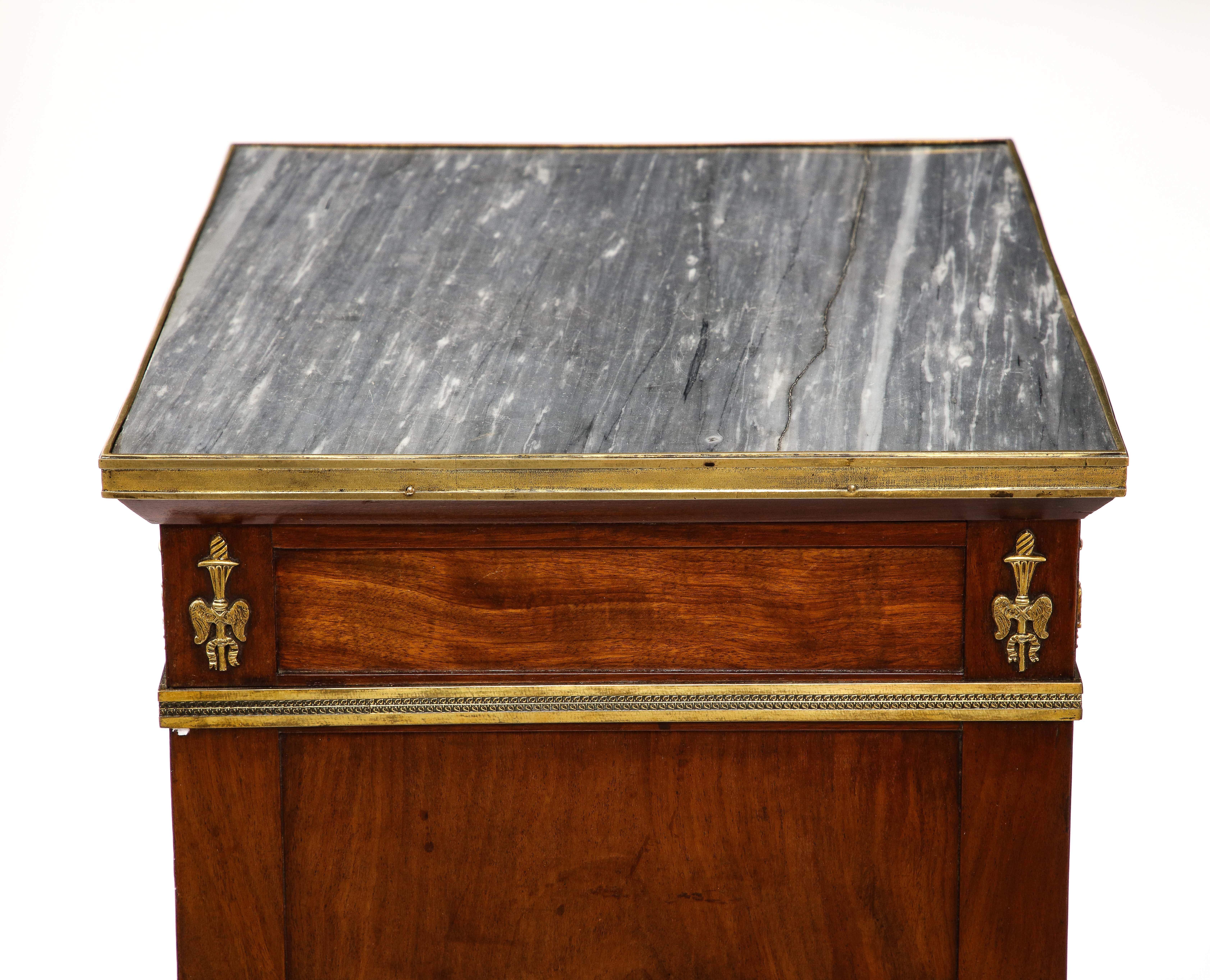 Mahogany, Brass, and Marble Nightstand, Italy, 19th C. For Sale 9