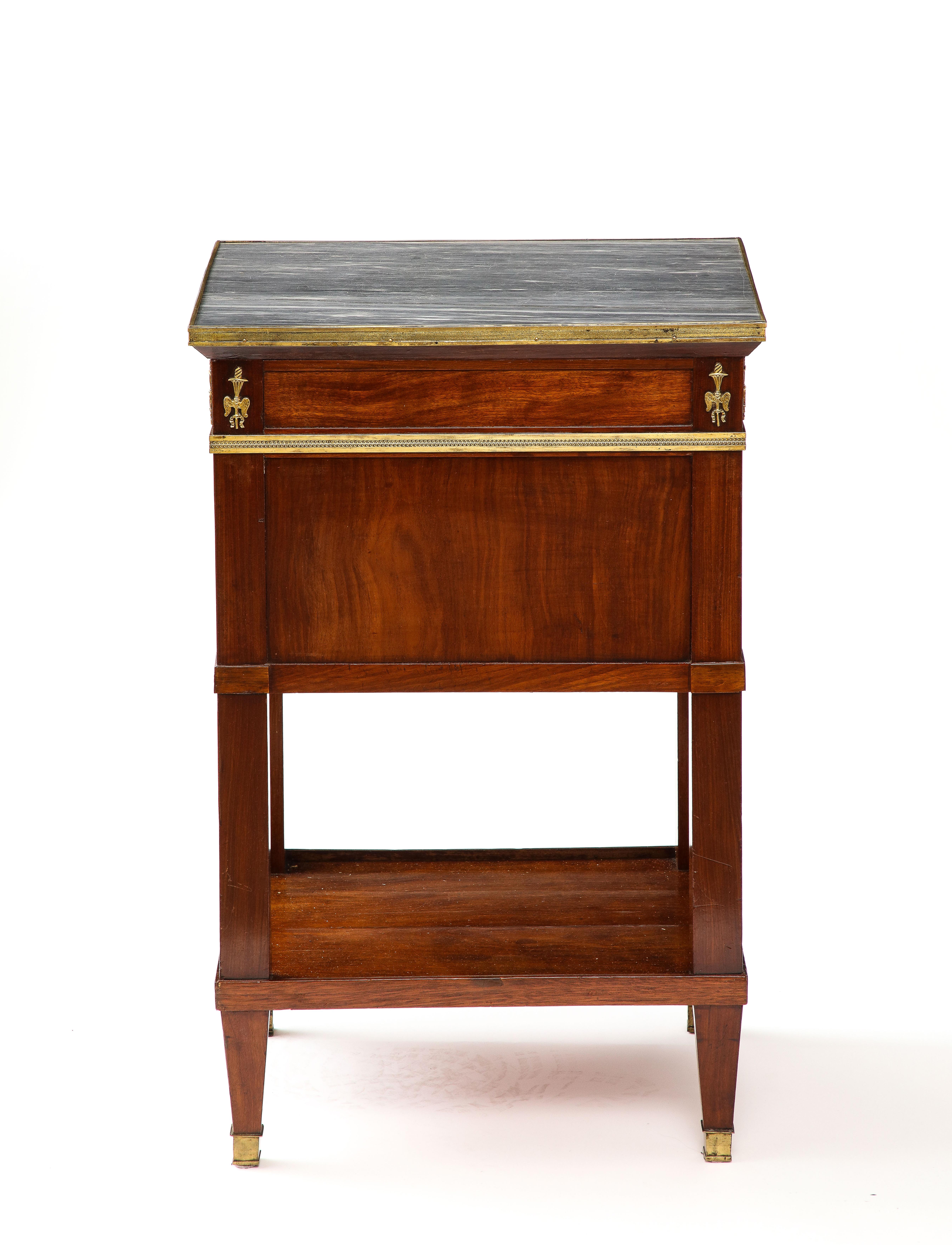Mahogany, Brass, and Marble Nightstand, Italy, 19th C. In Good Condition For Sale In New York City, NY