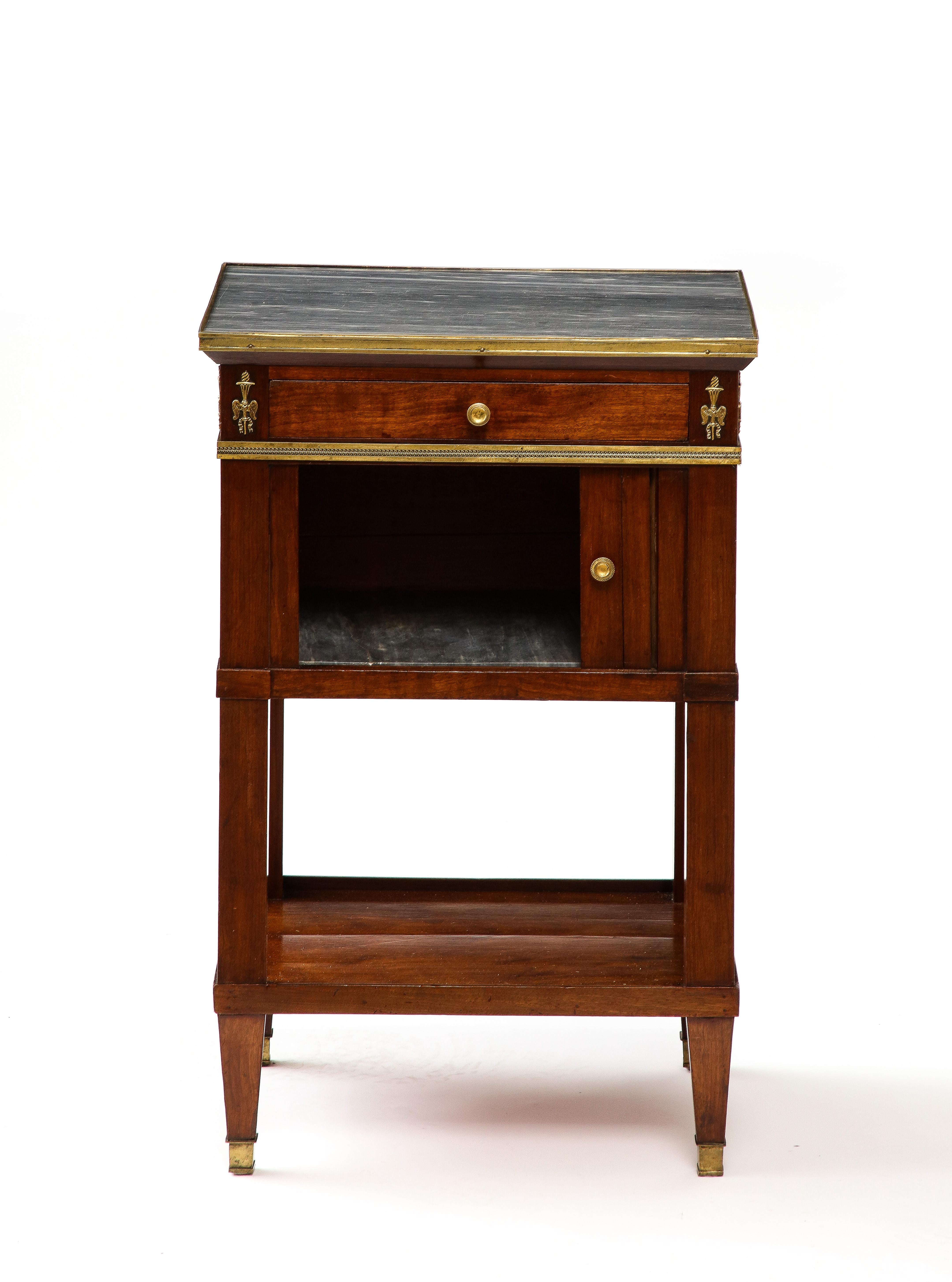 Mahogany, Brass, and Marble Nightstand, Italy, 19th C. For Sale 1