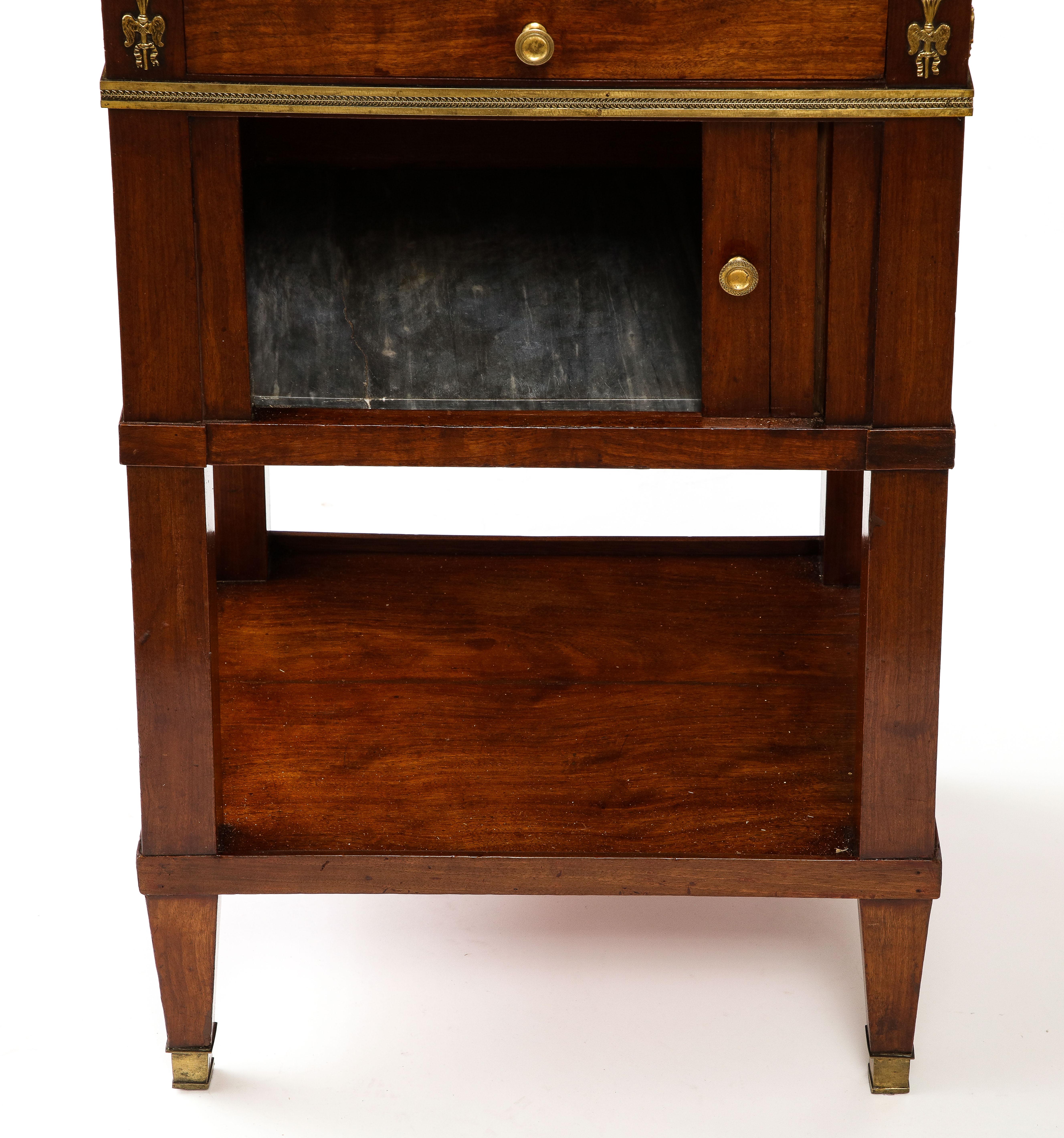 Mahogany, Brass, and Marble Nightstand, Italy, 19th C. For Sale 3