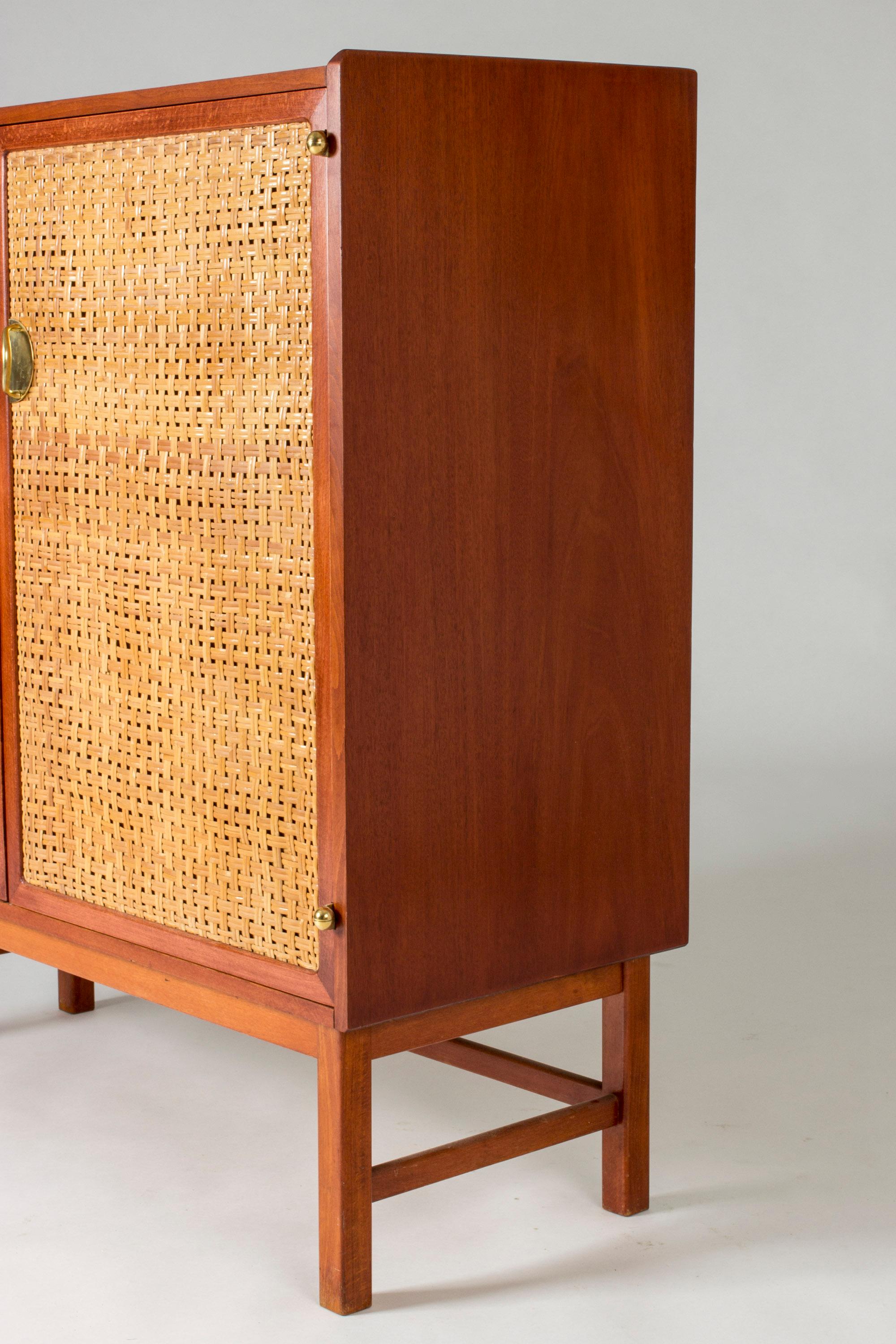 Mahogany, Brass and Rattan Cabinet from Westbergs Möbler, Sweden, 1950s 5