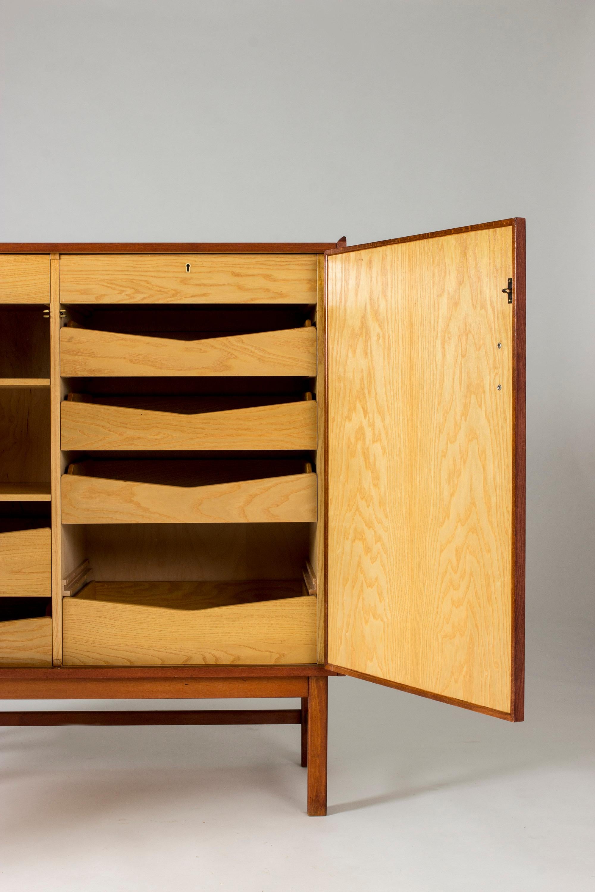 Mahogany, Brass and Rattan Cabinet from Westbergs Möbler, Sweden, 1950s In Good Condition In Stockholm, SE