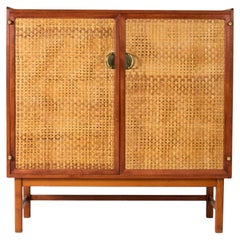 Mahogany, Brass and Rattan Cabinet from Westbergs Möbler, Sweden, 1950s