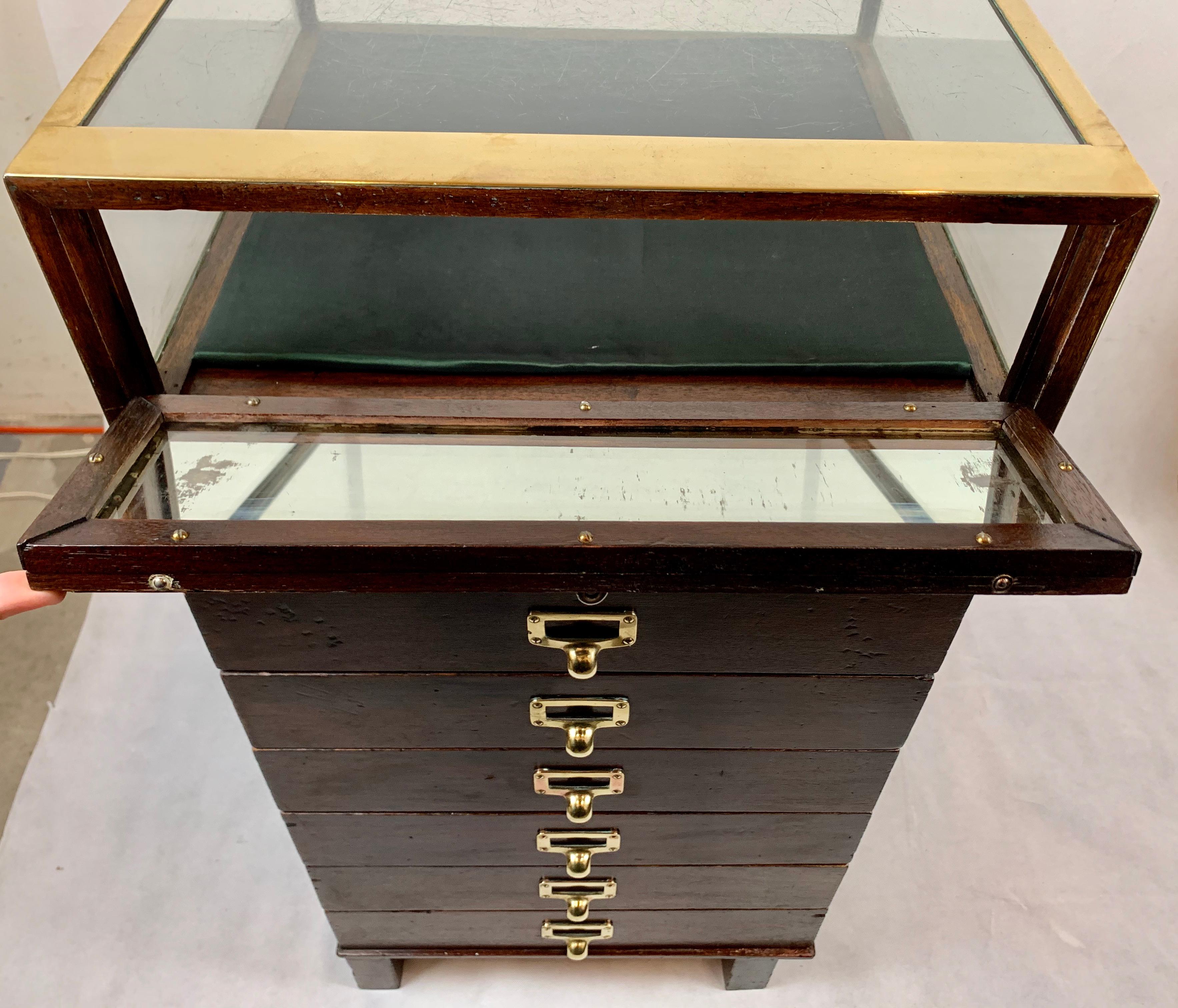 Collector's Mahogany Brass Bound Display Cabinet-England For Sale 5